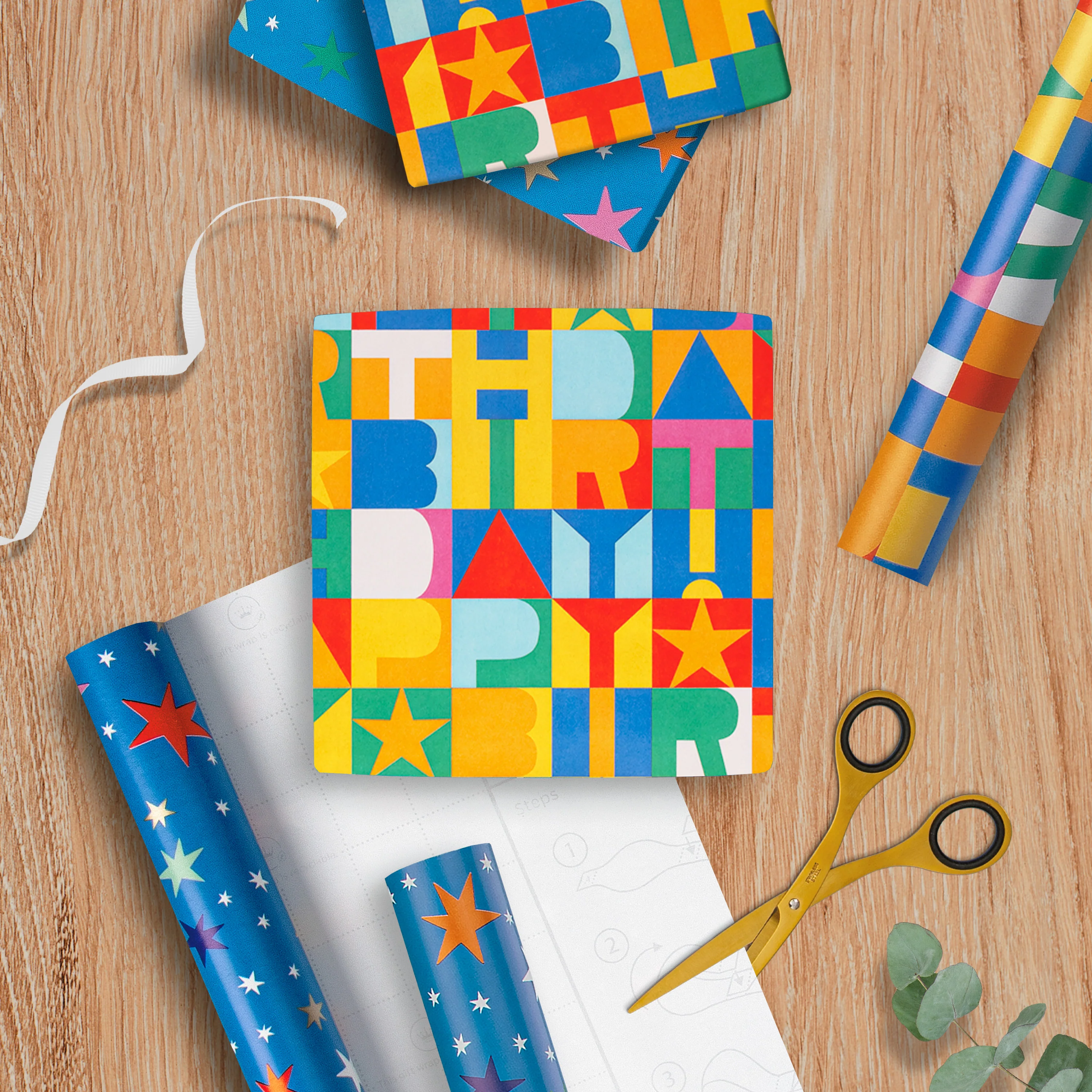 12M Any Occasion Wrapping Paper - 6 x 2M Rolls in 2 Colourful Designs - Image 3