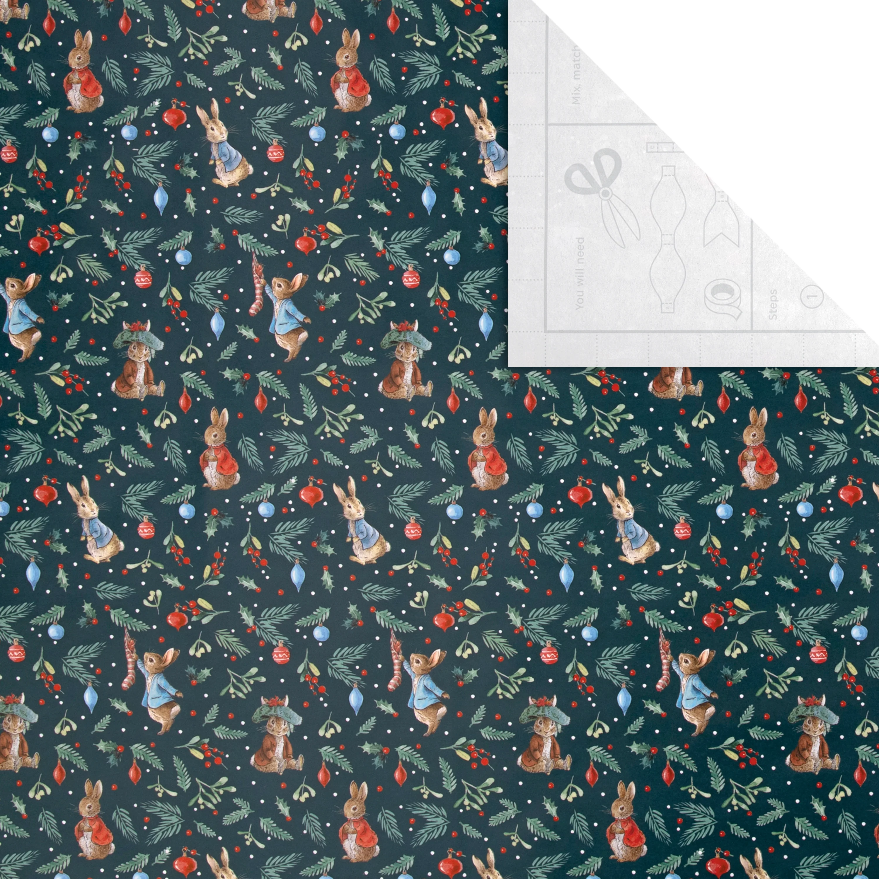 12M Christmas Wrapping Paper - 3 x 4M Rolls in 1 Peter Rabbit™ Design - Image 5