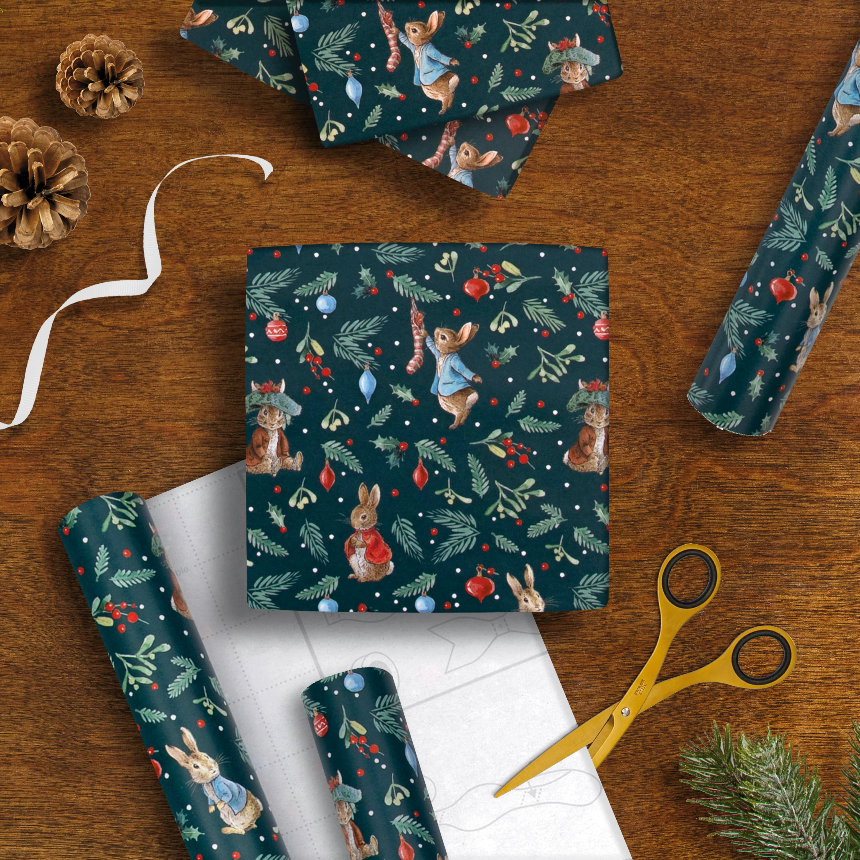 12M Christmas Wrapping Paper - 3 x 4M Rolls in 1 Peter Rabbit™ Design - Image 8