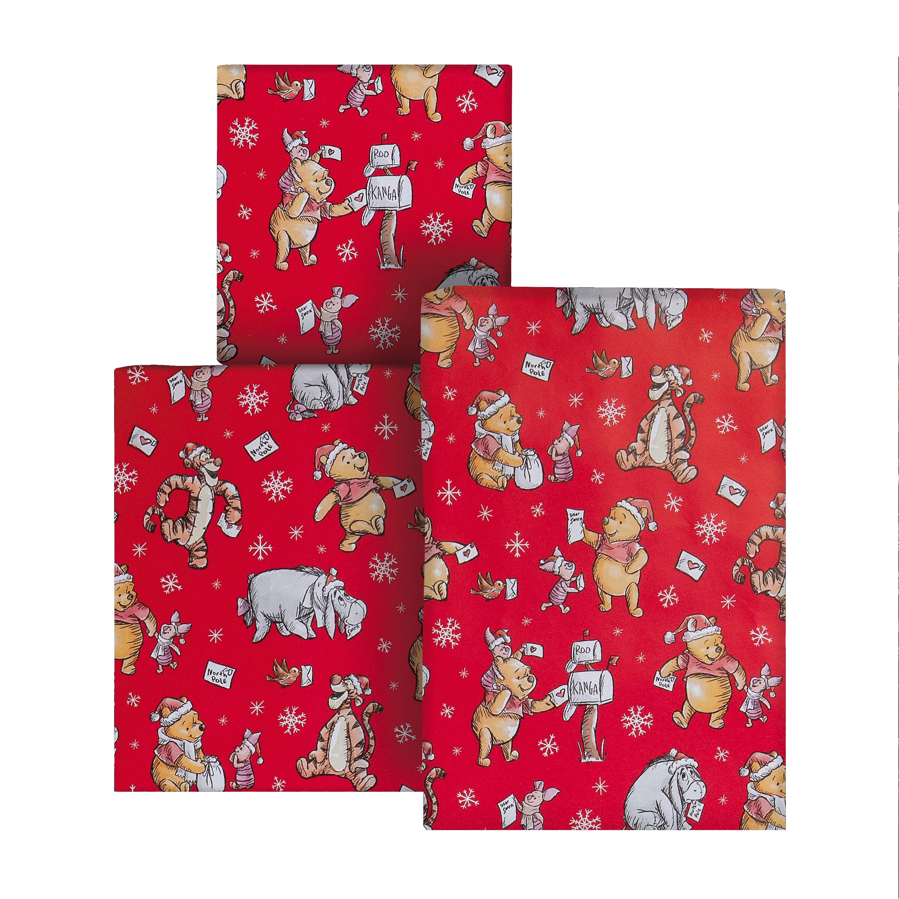 12M Disney Winnie the Pooh Christmas Wrapping Paper Multipack - 3 x 4M Rolls - Image 2