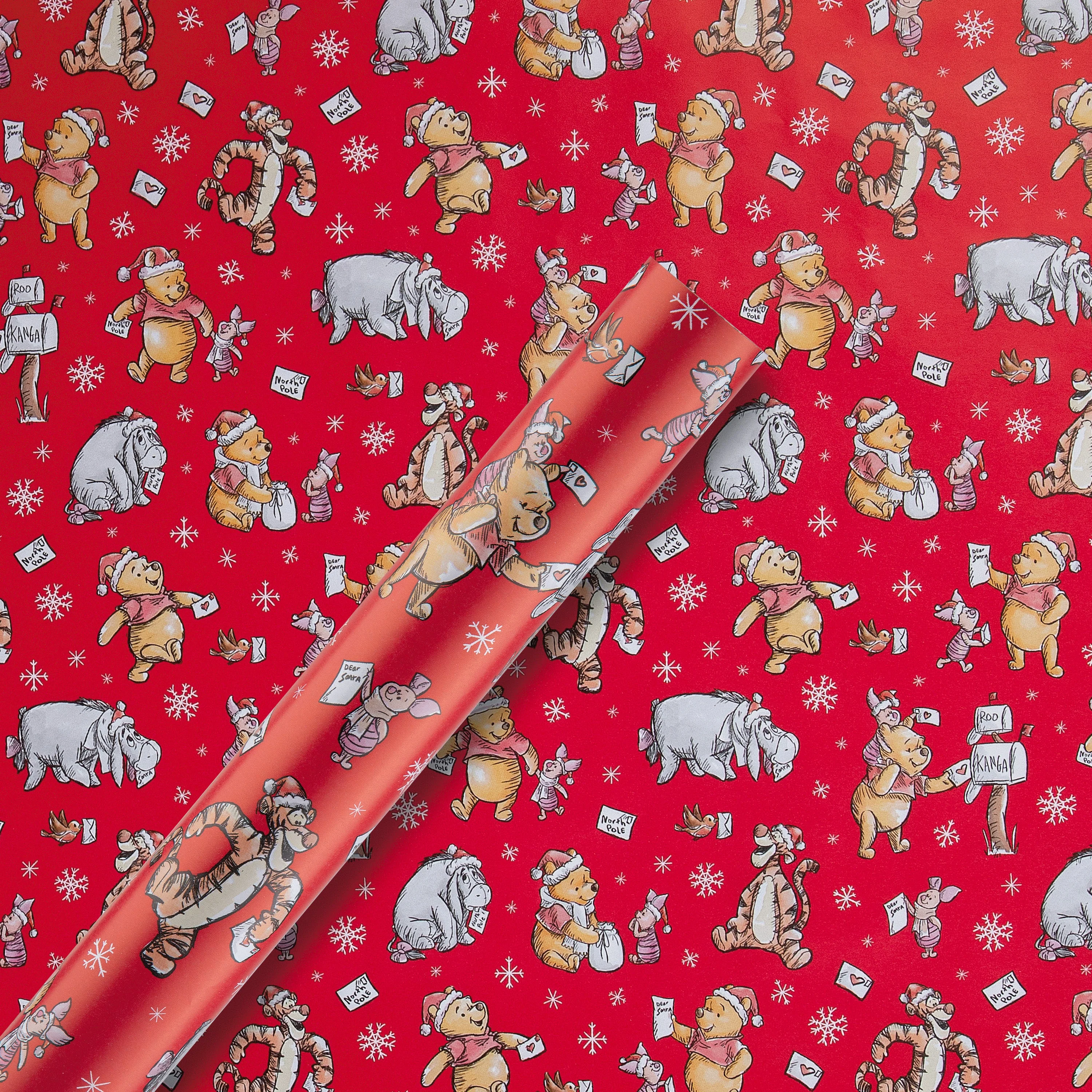 12M Disney Winnie the Pooh Christmas Wrapping Paper Multipack - 3 x 4M Rolls - Image 6