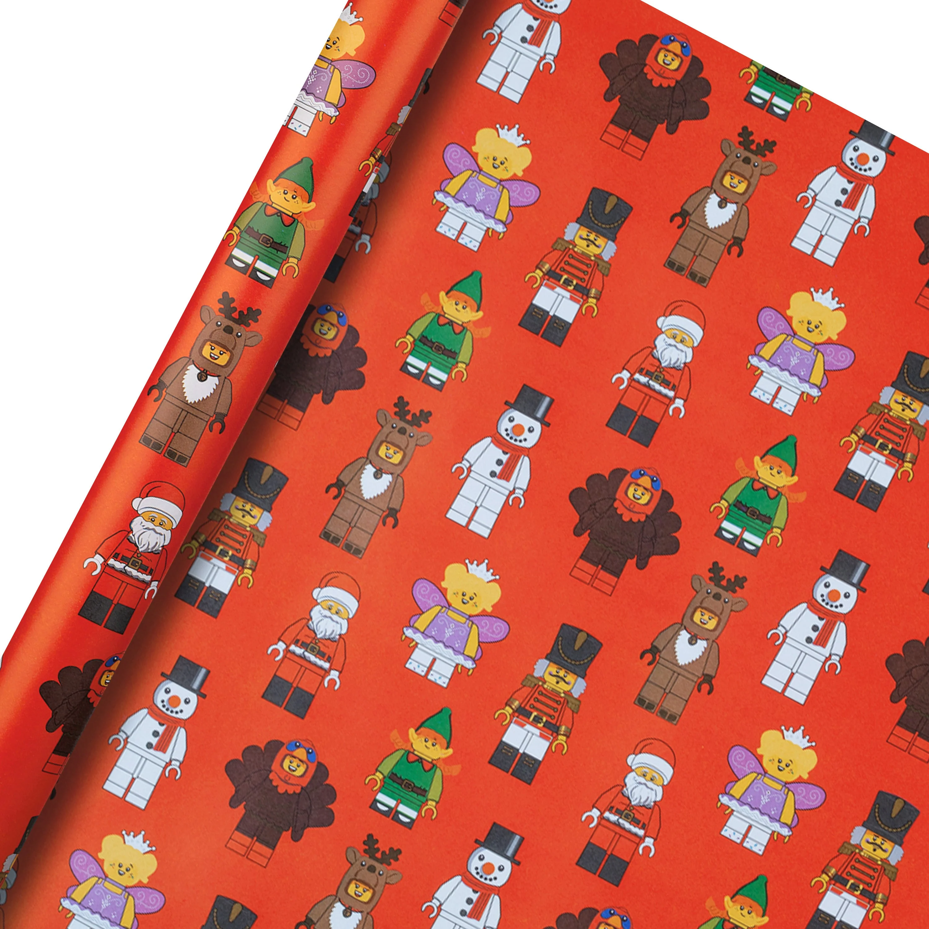 12M LEGO® Minifigure Christmas Wrapping Paper Multipack - 3 x 4M Rolls - Image 4