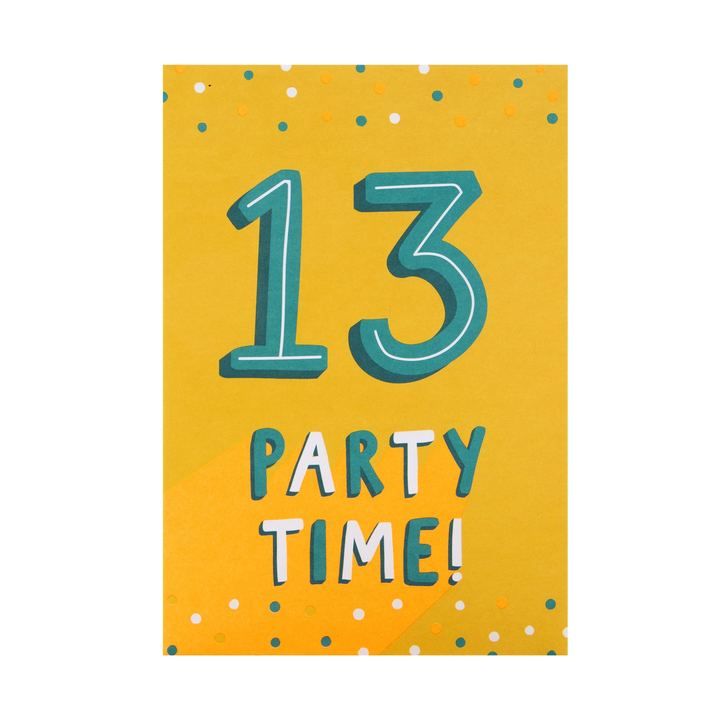 13th Birthday Card - Contemporary Neon, Text Based Design - Image 3