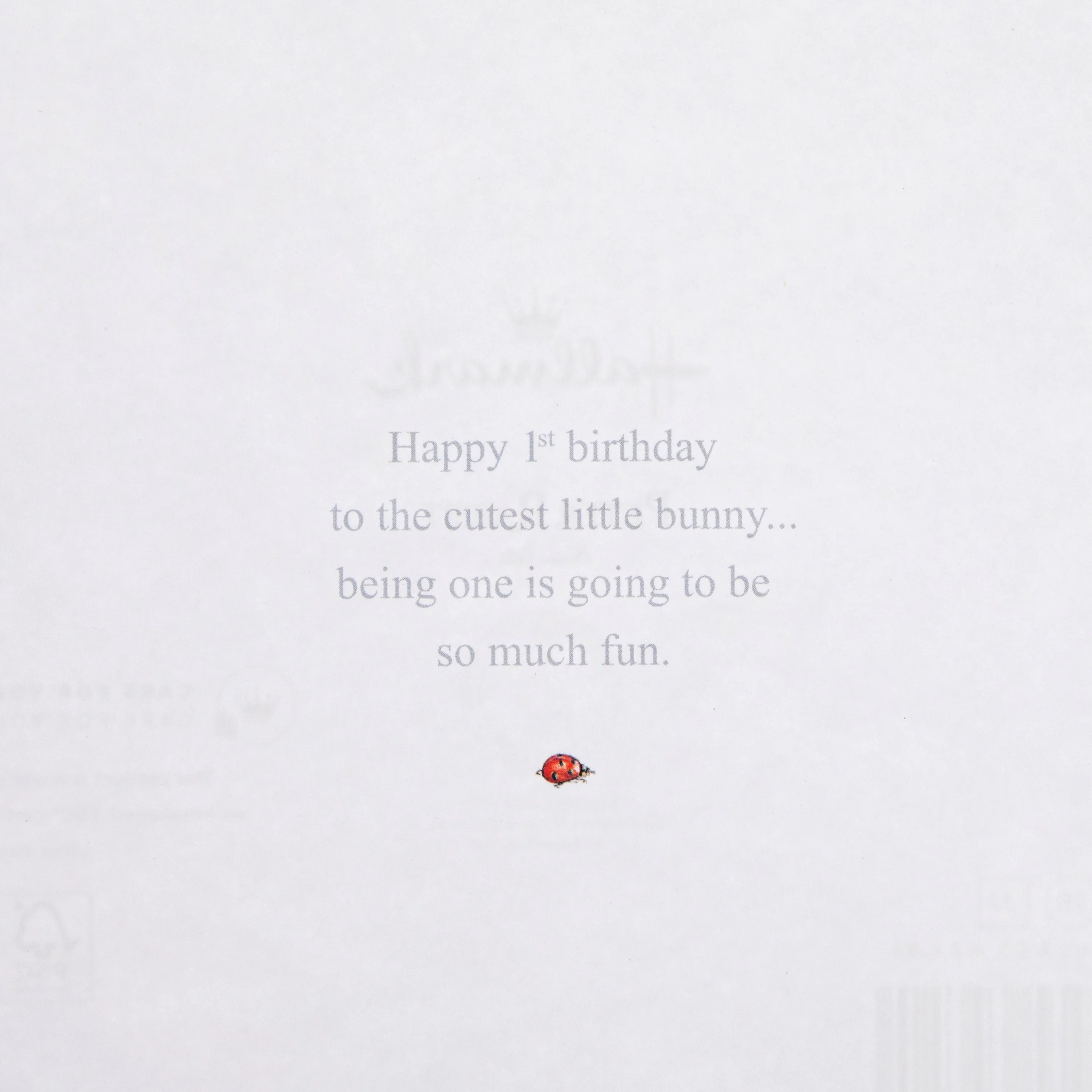 1st Birthday Card for Little Girl - Beatrix Potter's Flopsy Bunny Design - Image 3