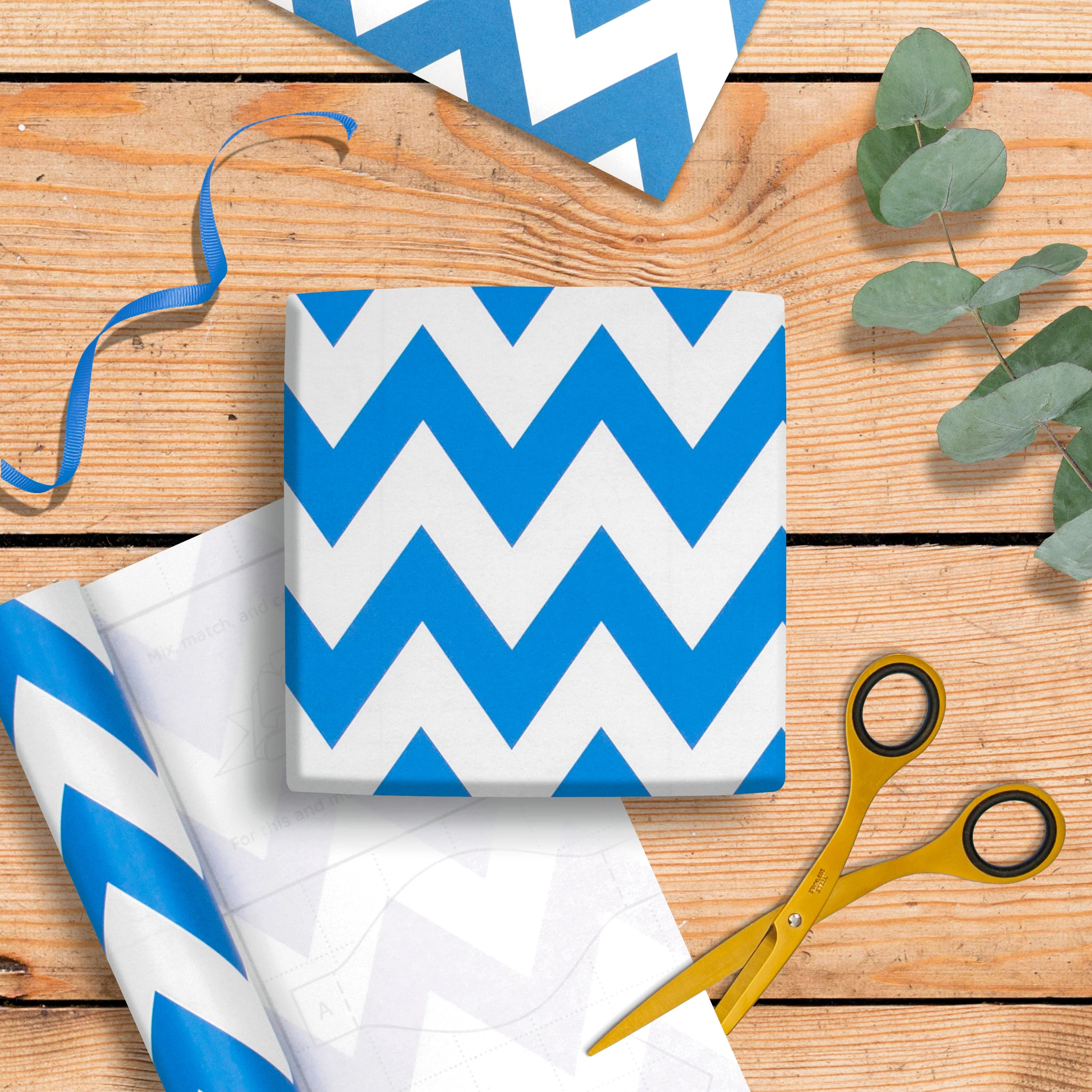 2M Any Occasion Wrapping Paper - Blue Zig-Zag Design - Image 7