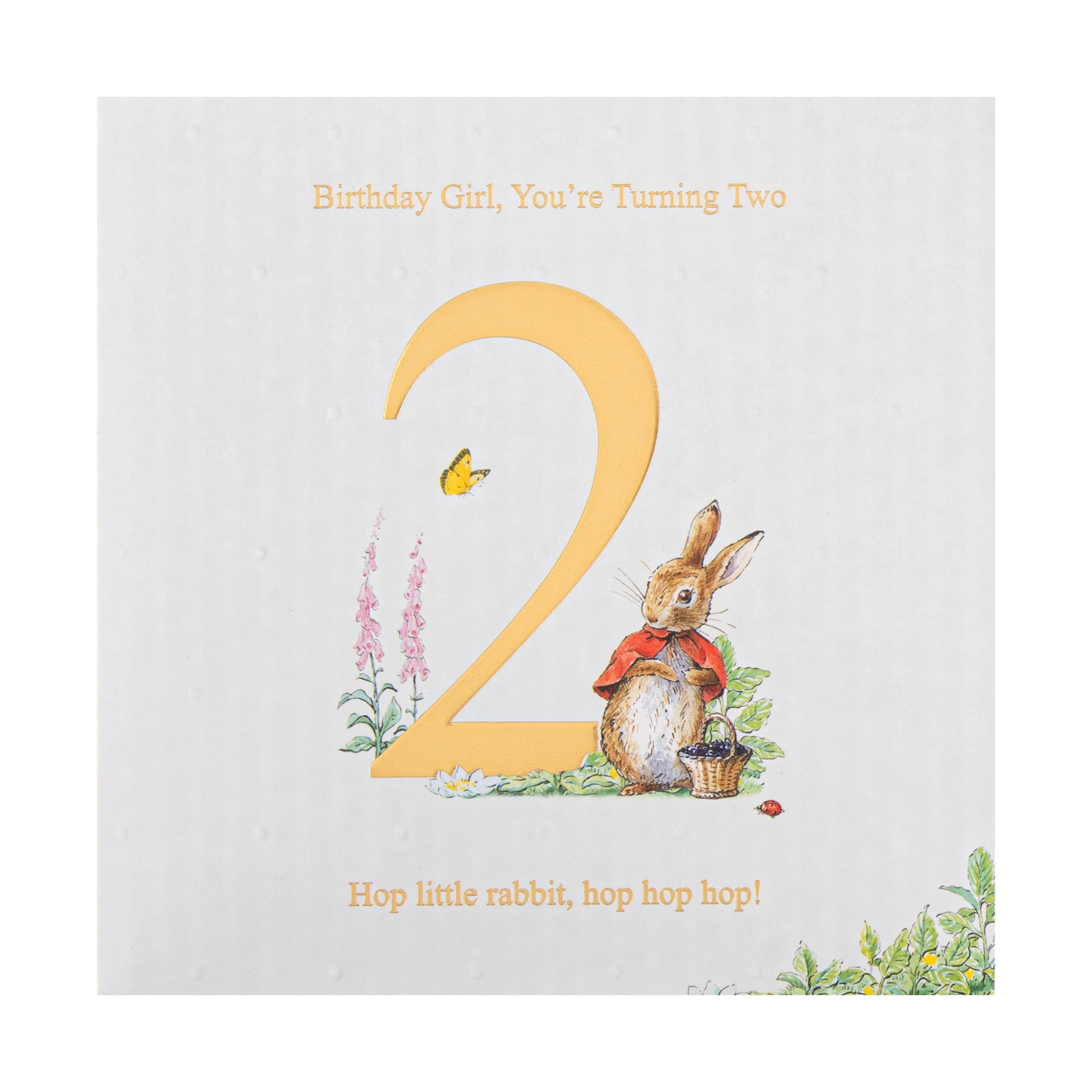 2nd Birthday Card for Little Girl - Beatrix Potter's Flopsy Bunny Design - Image 4