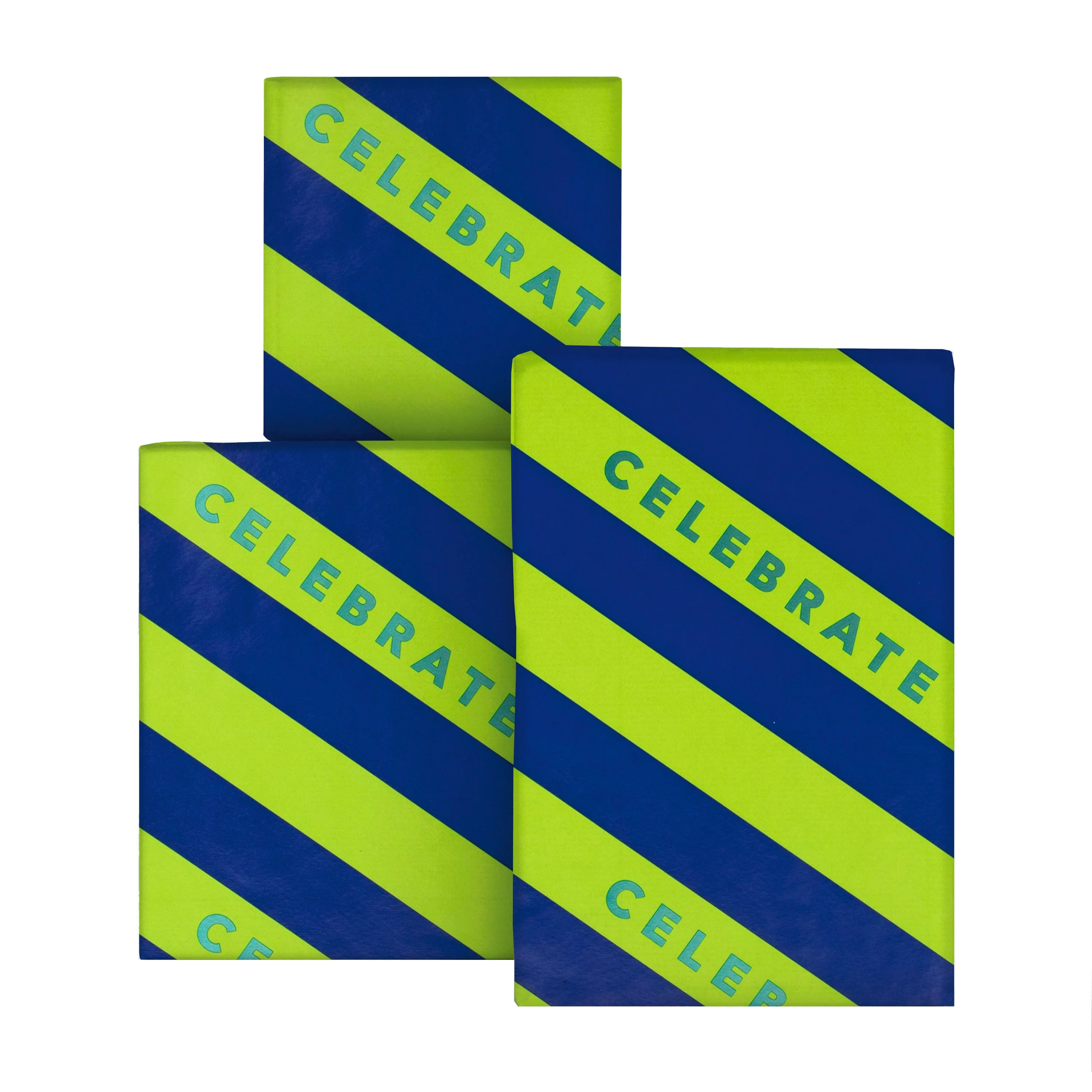 6M Any Occasion Wrapping Paper - 3 x 2M Rolls in 1 Blue & Green 'Celebrate' Design - Image 2