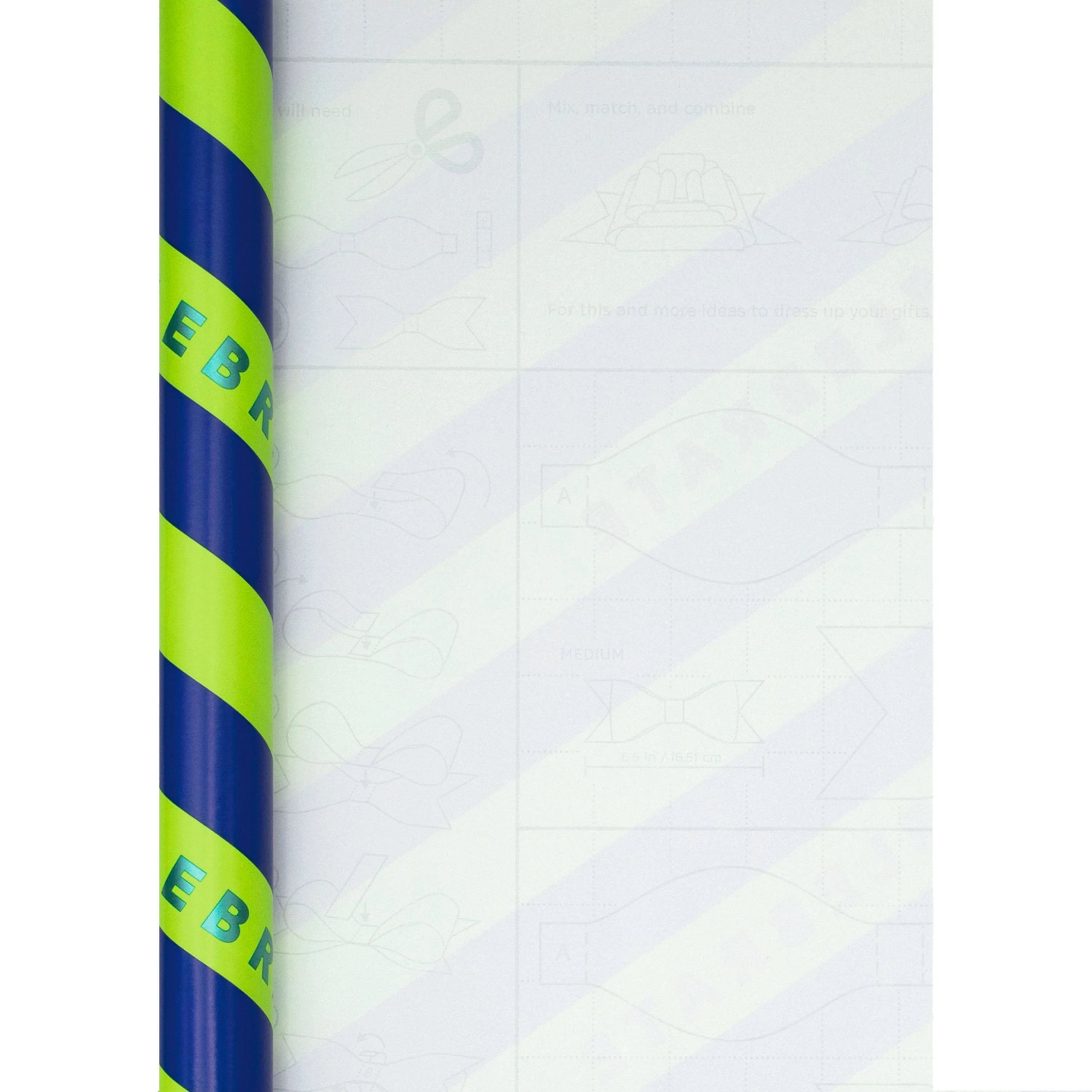 6M Any Occasion Wrapping Paper - 3 x 2M Rolls in 1 Blue & Green 'Celebrate' Design - Image 4