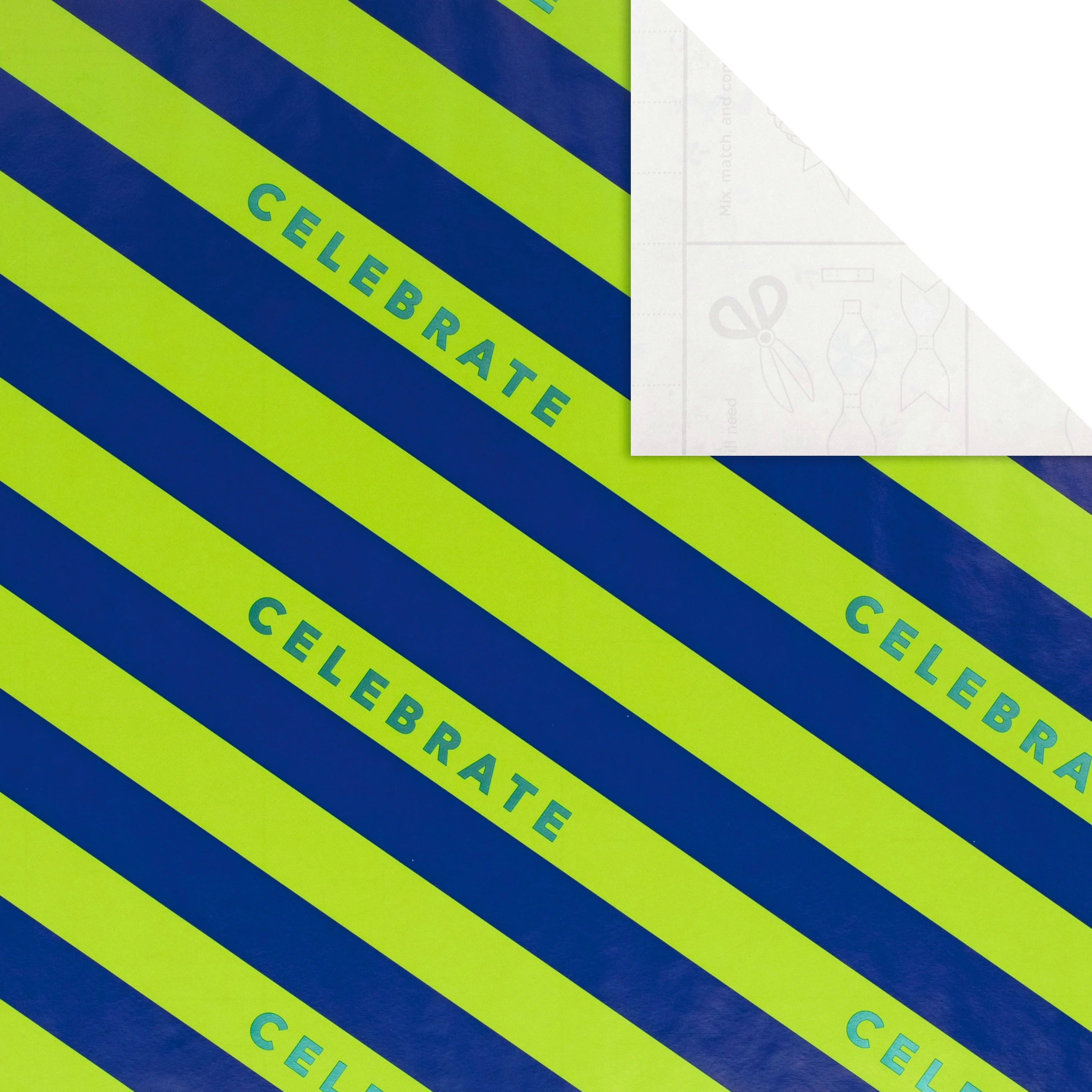 6M Any Occasion Wrapping Paper - 3 x 2M Rolls in 1 Blue & Green 'Celebrate' Design - Image 6