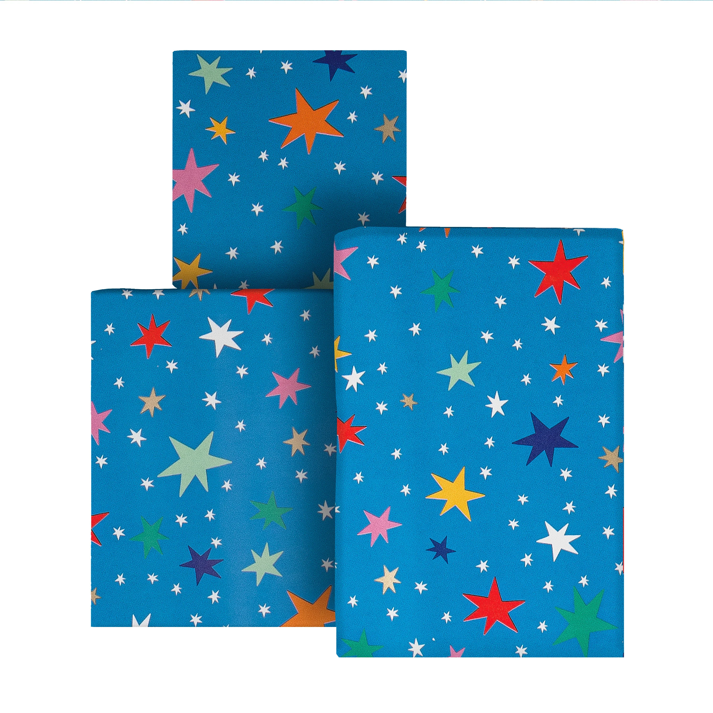 6M Any Occasion Wrapping Paper - 3 x 2M Rolls in 1 Colourful Stars Design - Image 2