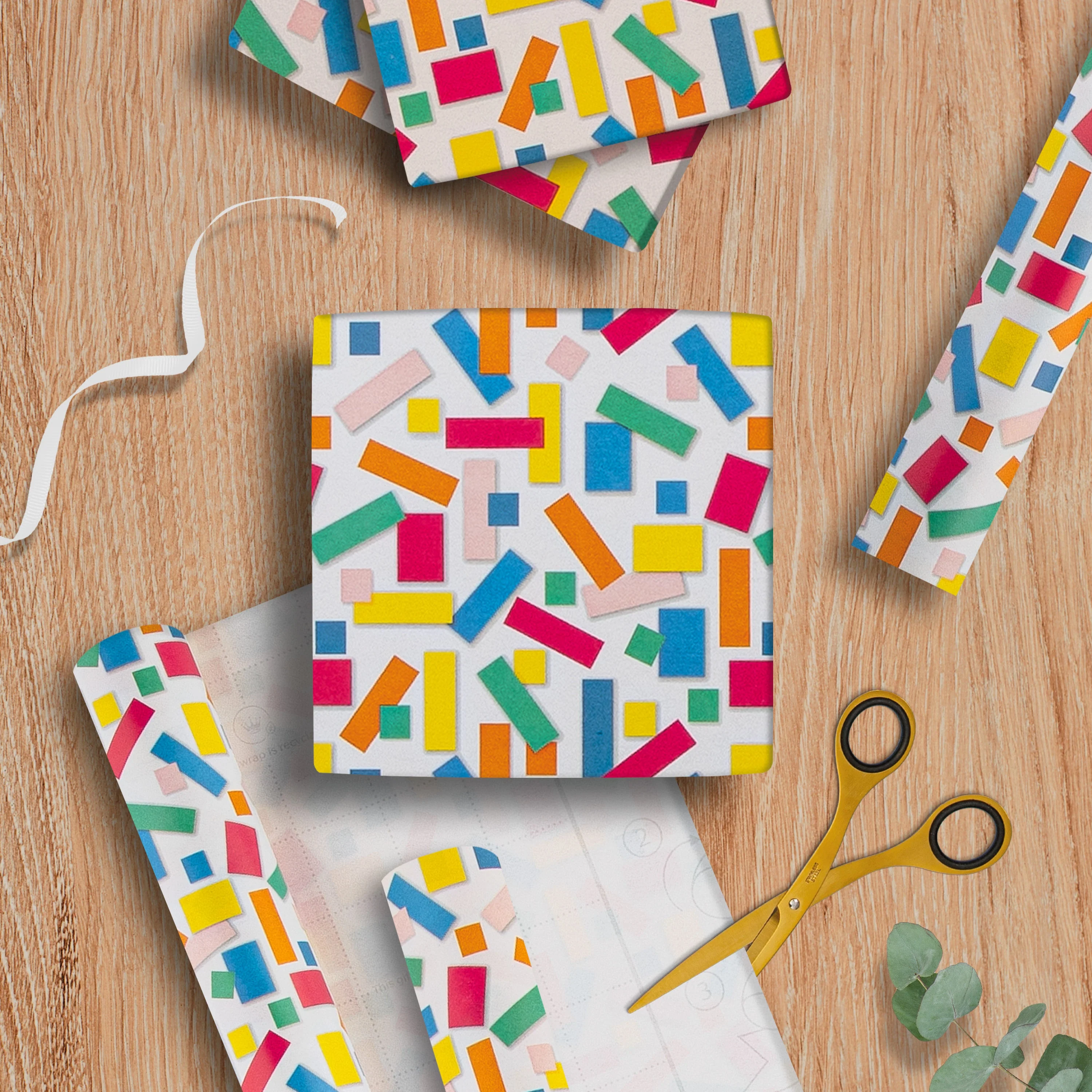 6M Any Occasion Wrapping Paper - 3 x 2M Rolls in 1 Confetti Design - Image 8