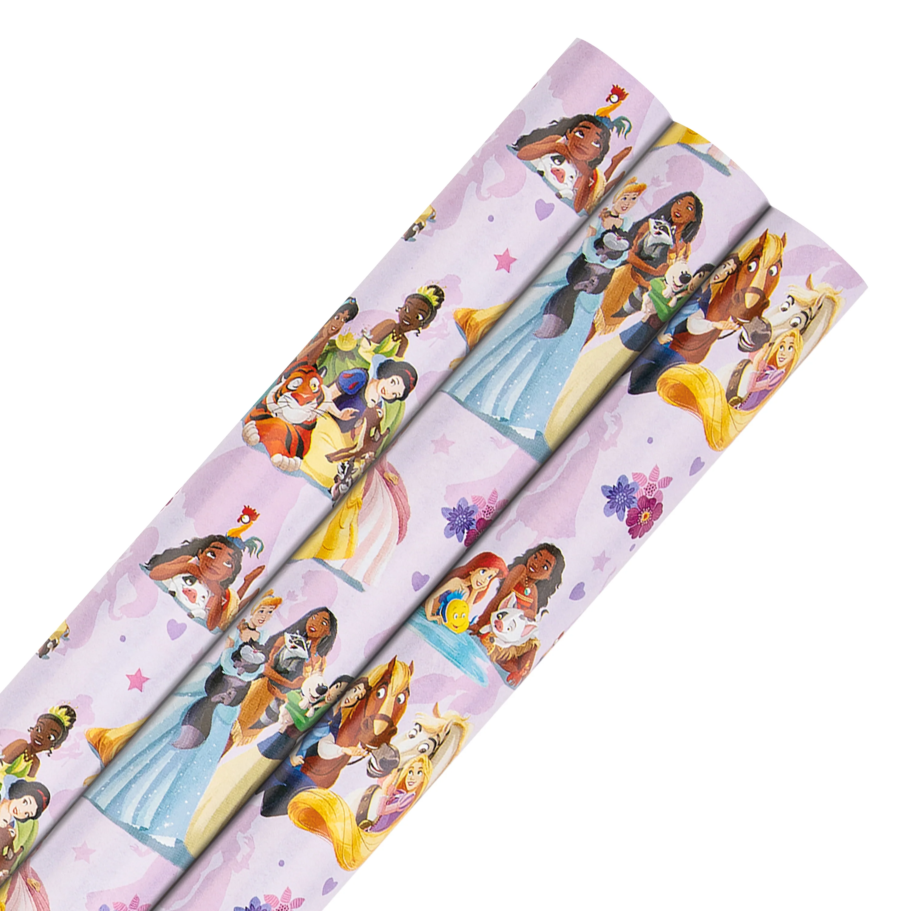 6M Wrapping Paper - 3 x 2M Rolls in 1 Disney Princesses & Pets Design