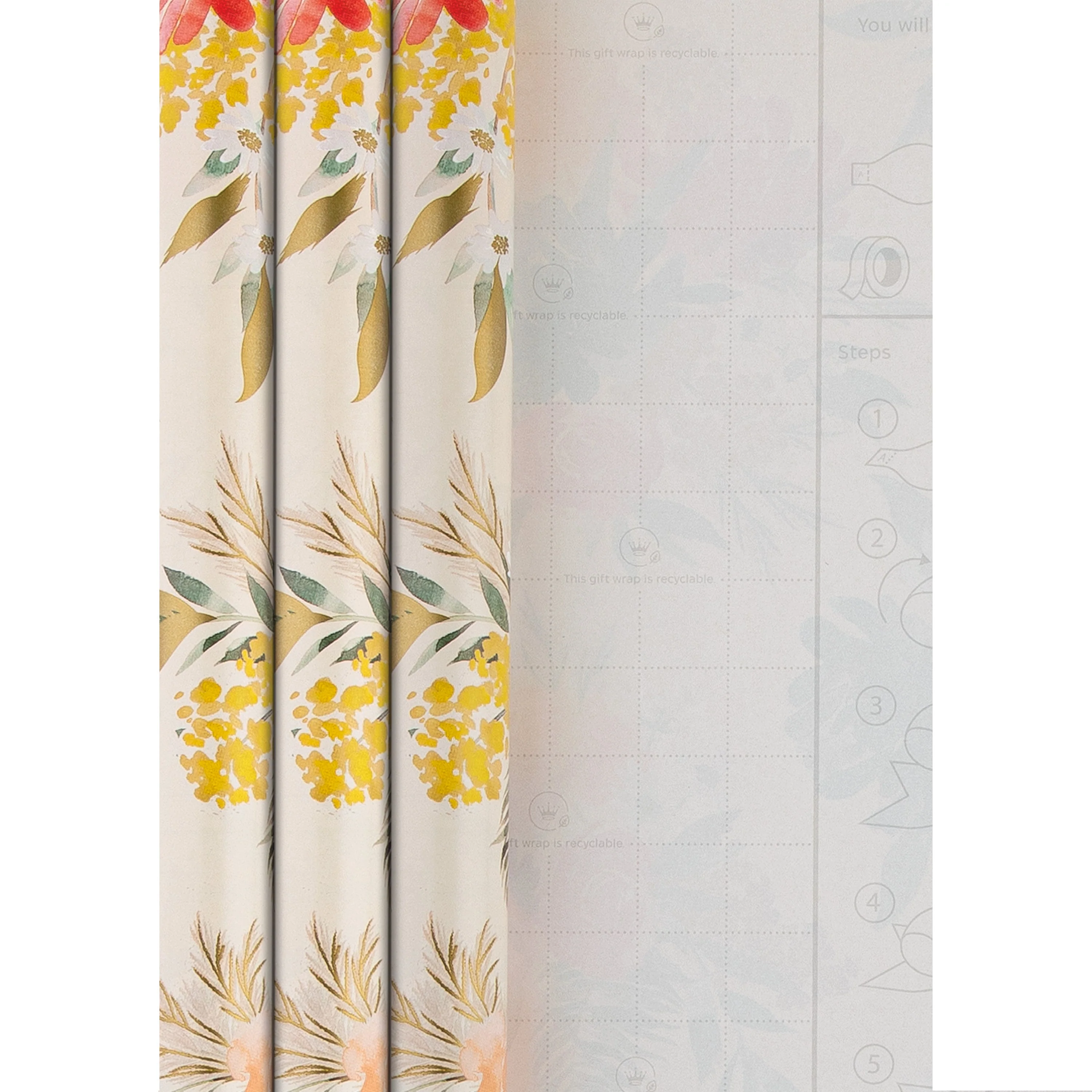 6M Any Occasion Wrapping Paper - 3 x 2M Rolls in 1 Floral Design - Image 3