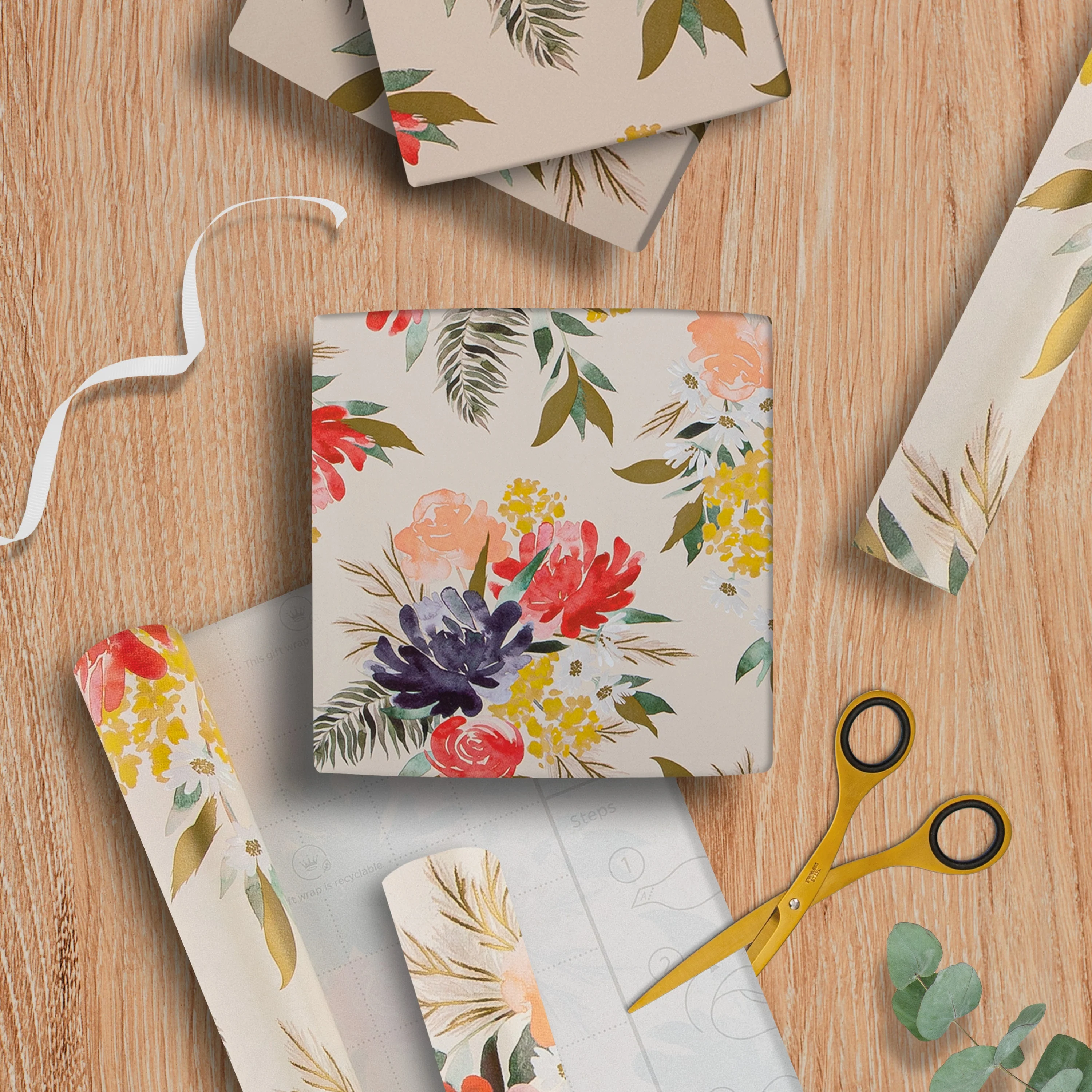 6M Any Occasion Wrapping Paper - 3 x 2M Rolls in 1 Floral Design - Image 8