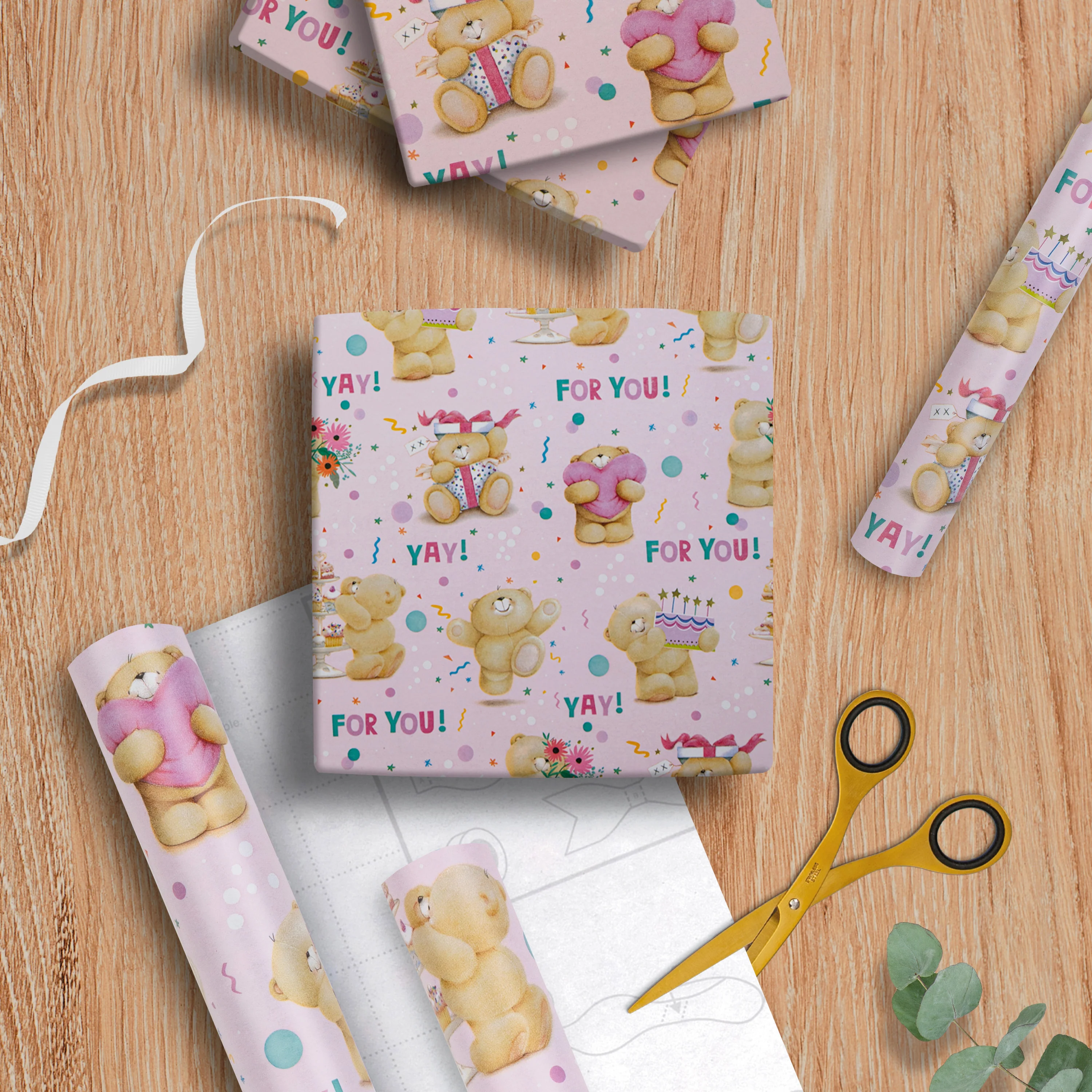 6M Any Occasion Wrapping Paper - 3 x 2M Rolls in 1 Forever Friends Bears Design - Image 3