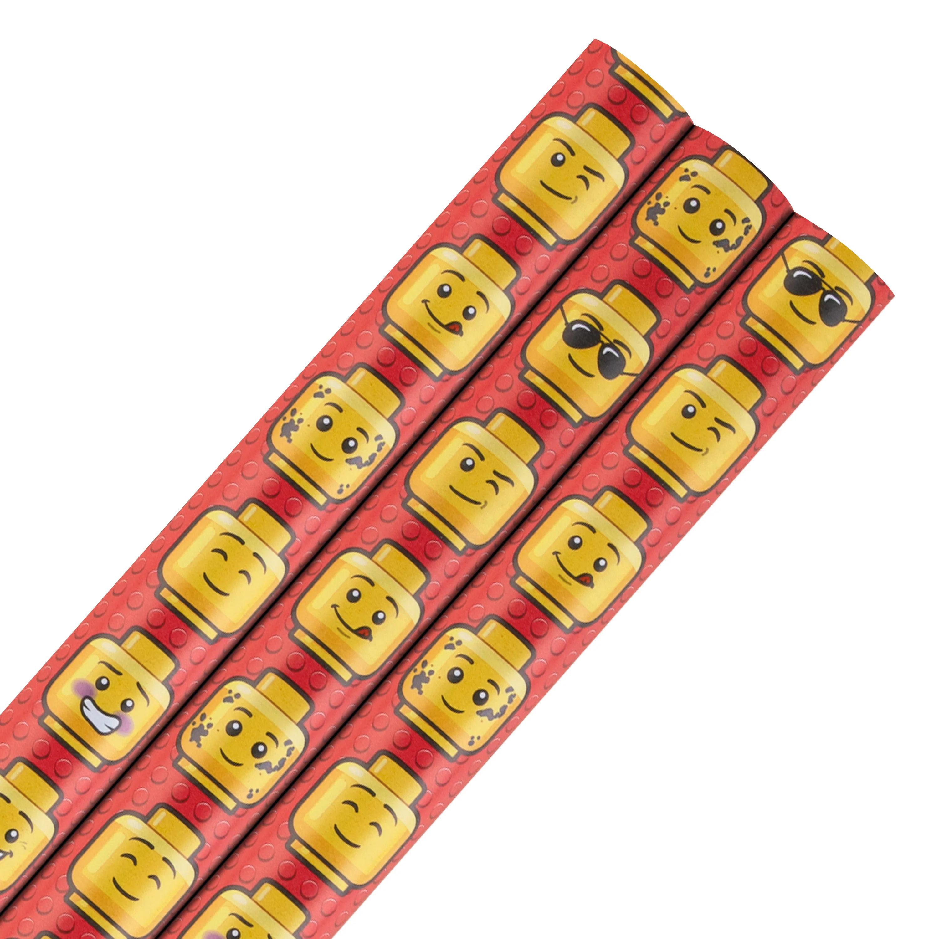 6M Wrapping Paper - 3 x 2M Rolls in 1 LEGO® Heads Design