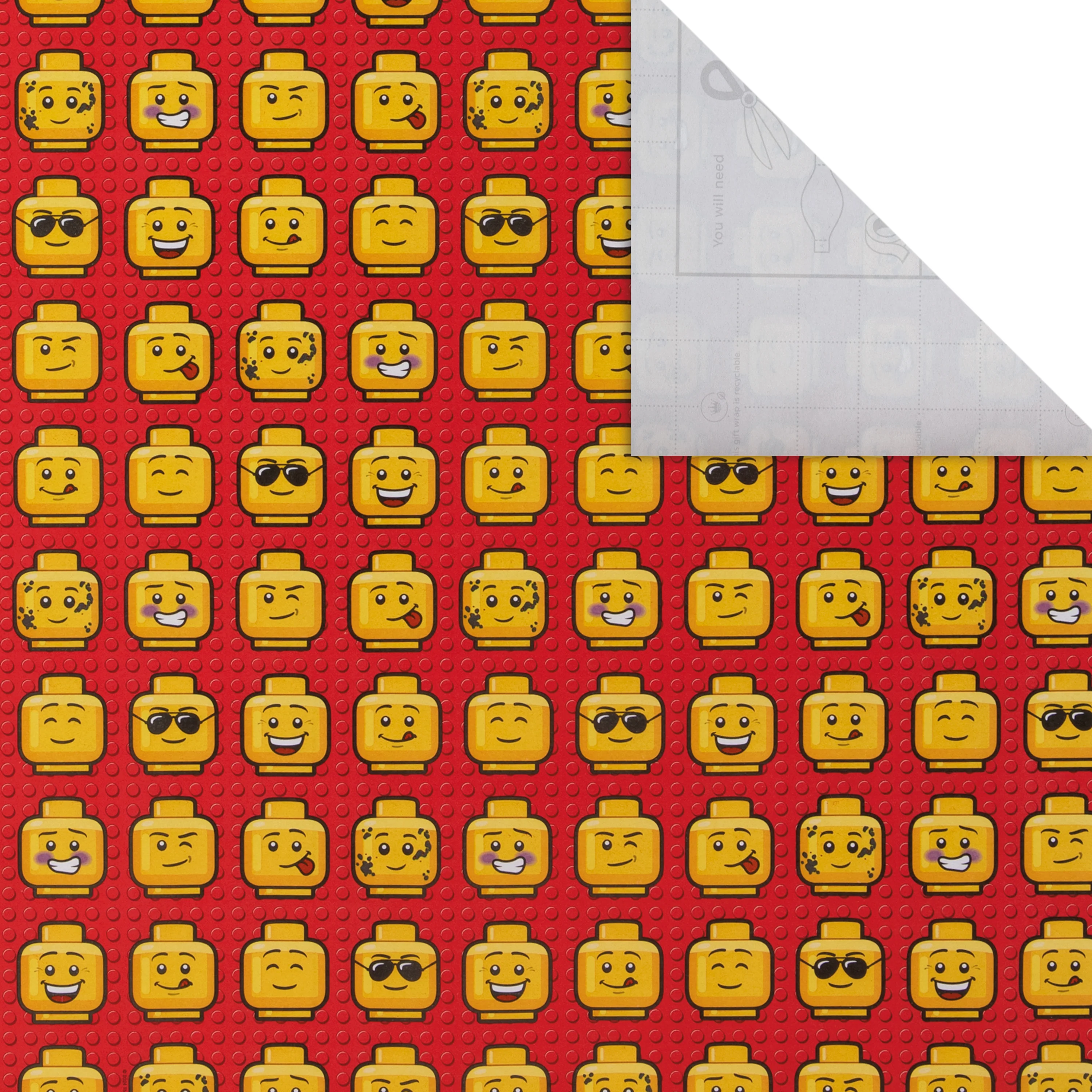 6M Wrapping Paper - 3 x 2M Rolls in 1 LEGO® Heads Design - Image 4