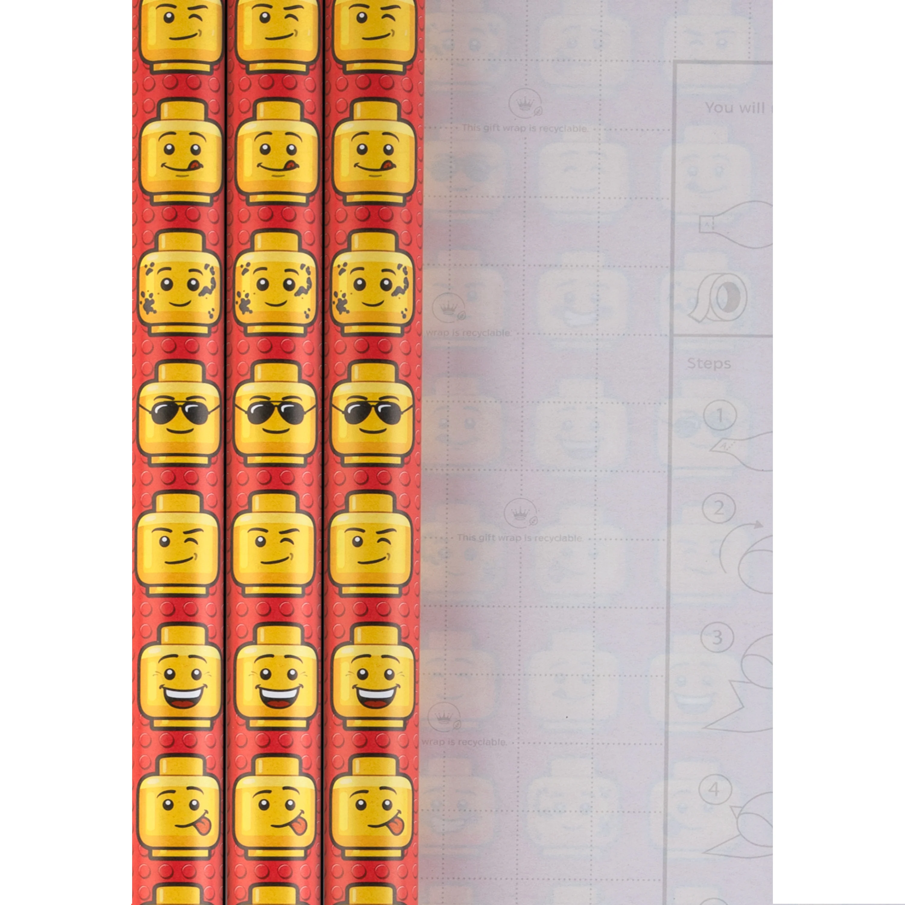 6M Wrapping Paper - 3 x 2M Rolls in 1 LEGO® Heads Design - Image 5