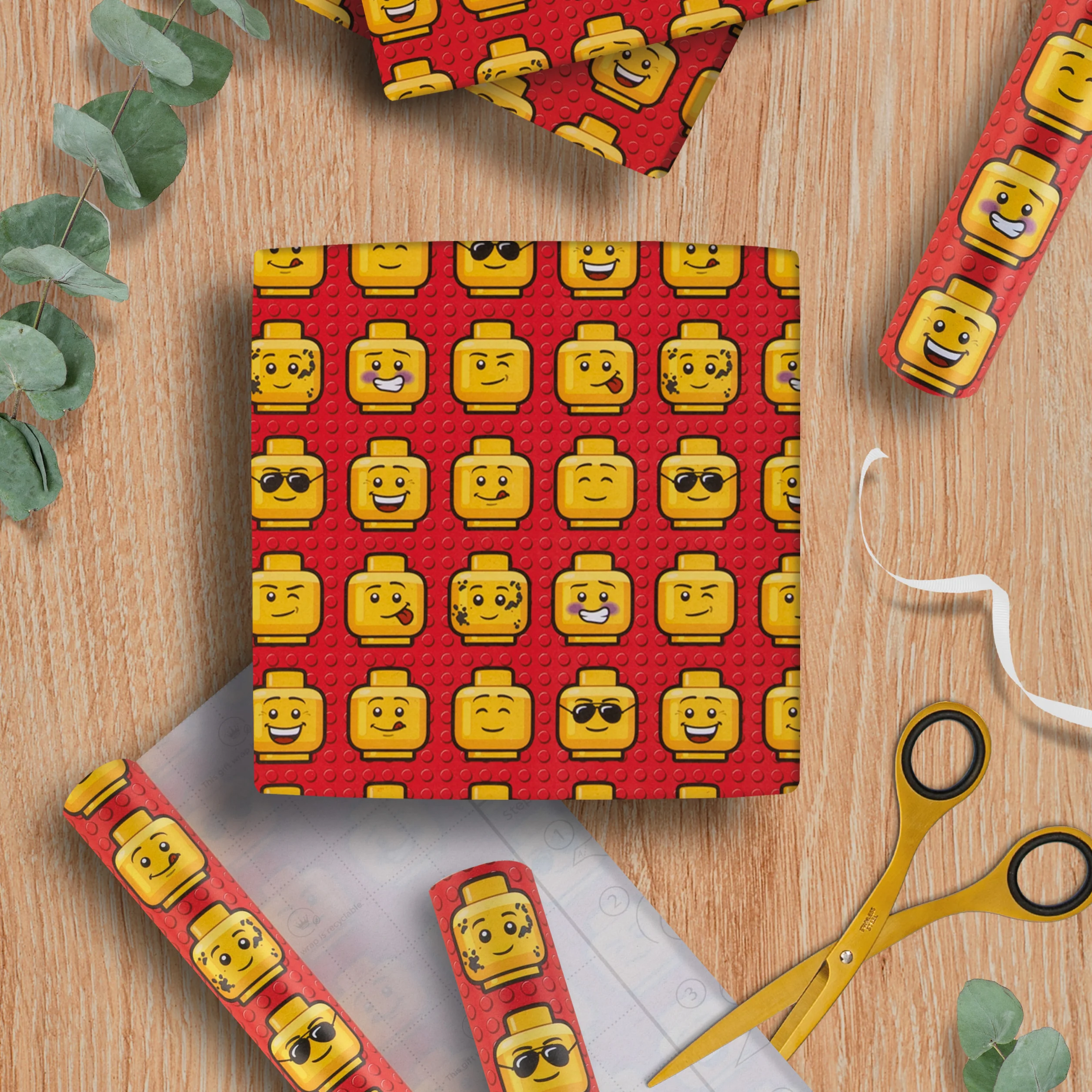 6M Wrapping Paper - 3 x 2M Rolls in 1 LEGO® Heads Design - Image 7