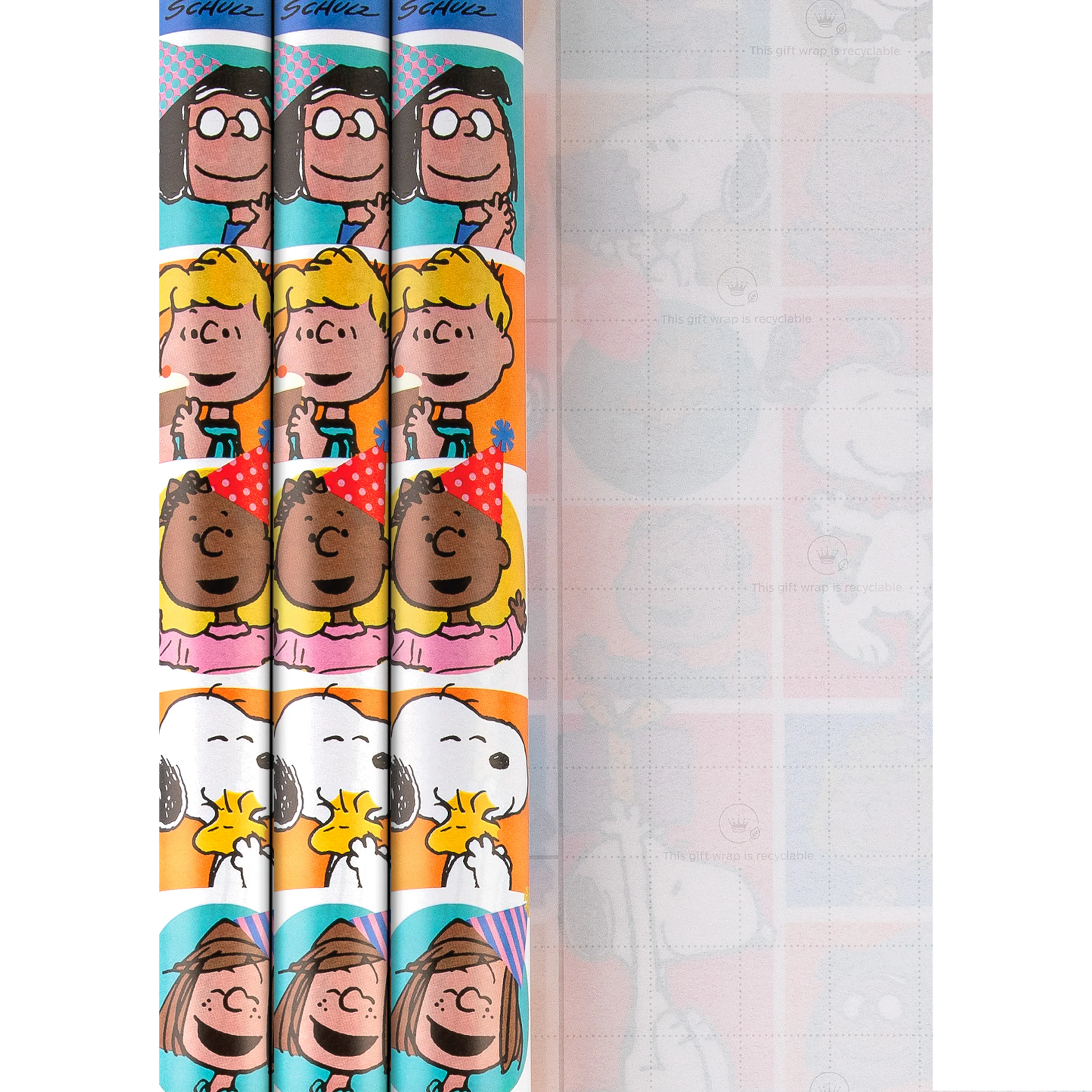 6M Wrapping Paper - 3 x 2M Rolls in 1 PEANUTS™ Comics SNOOPY & Gang Design - Image 4