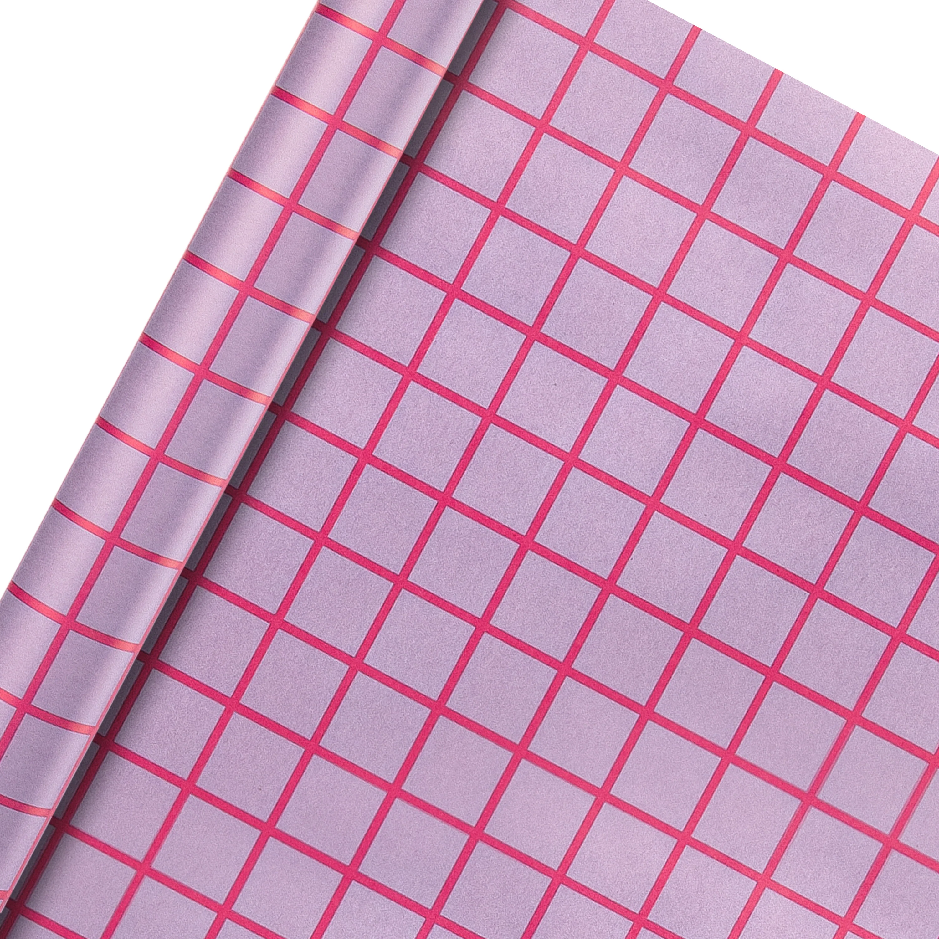 6M Any Occasion Wrapping Paper - 3 x 2M Rolls in 1 Pink Grid Design - Image 4