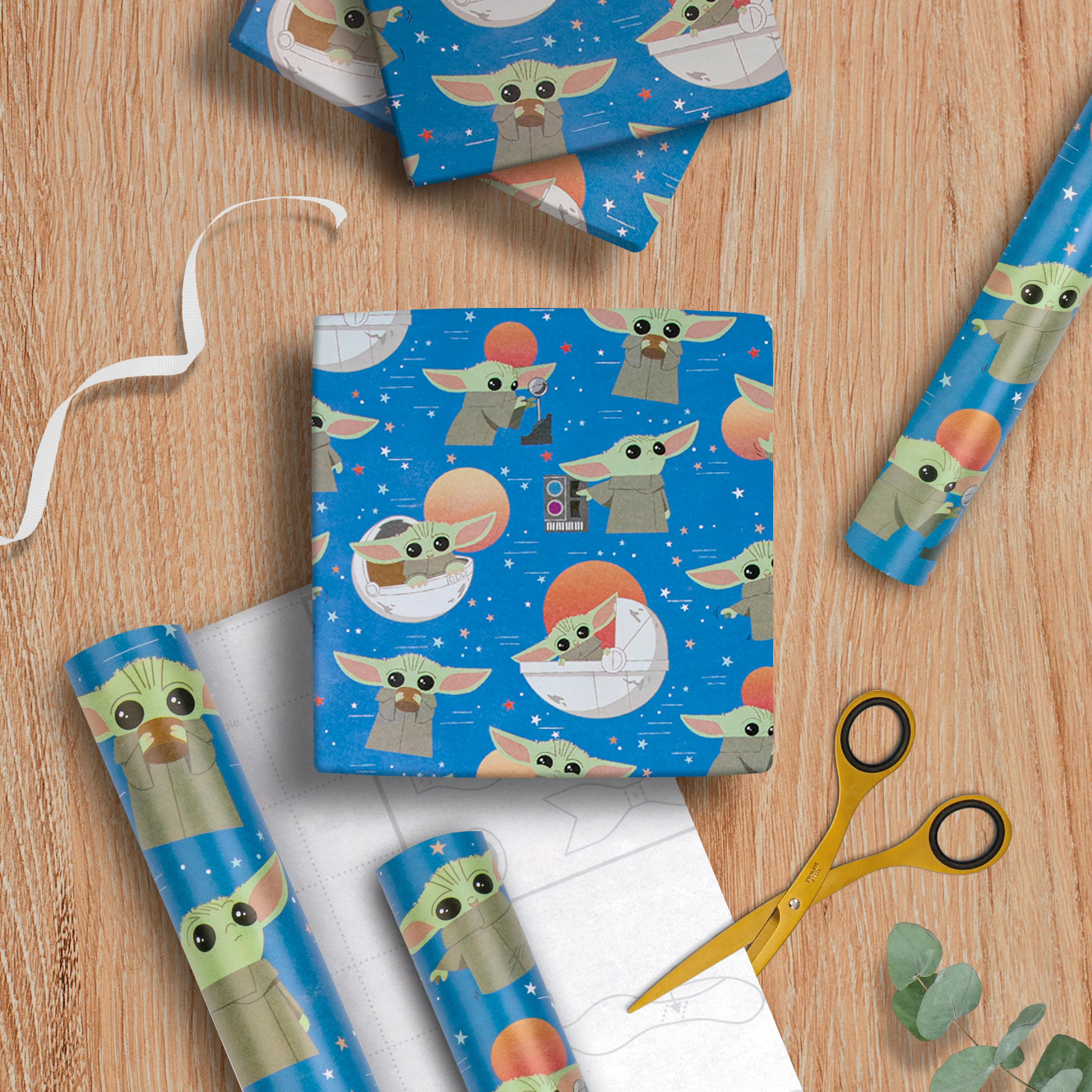 6M Any Occasion Wrapping Paper - 3 x 2M Rolls in 1 The Mandalorian™ Grogu™ Design - Image 3