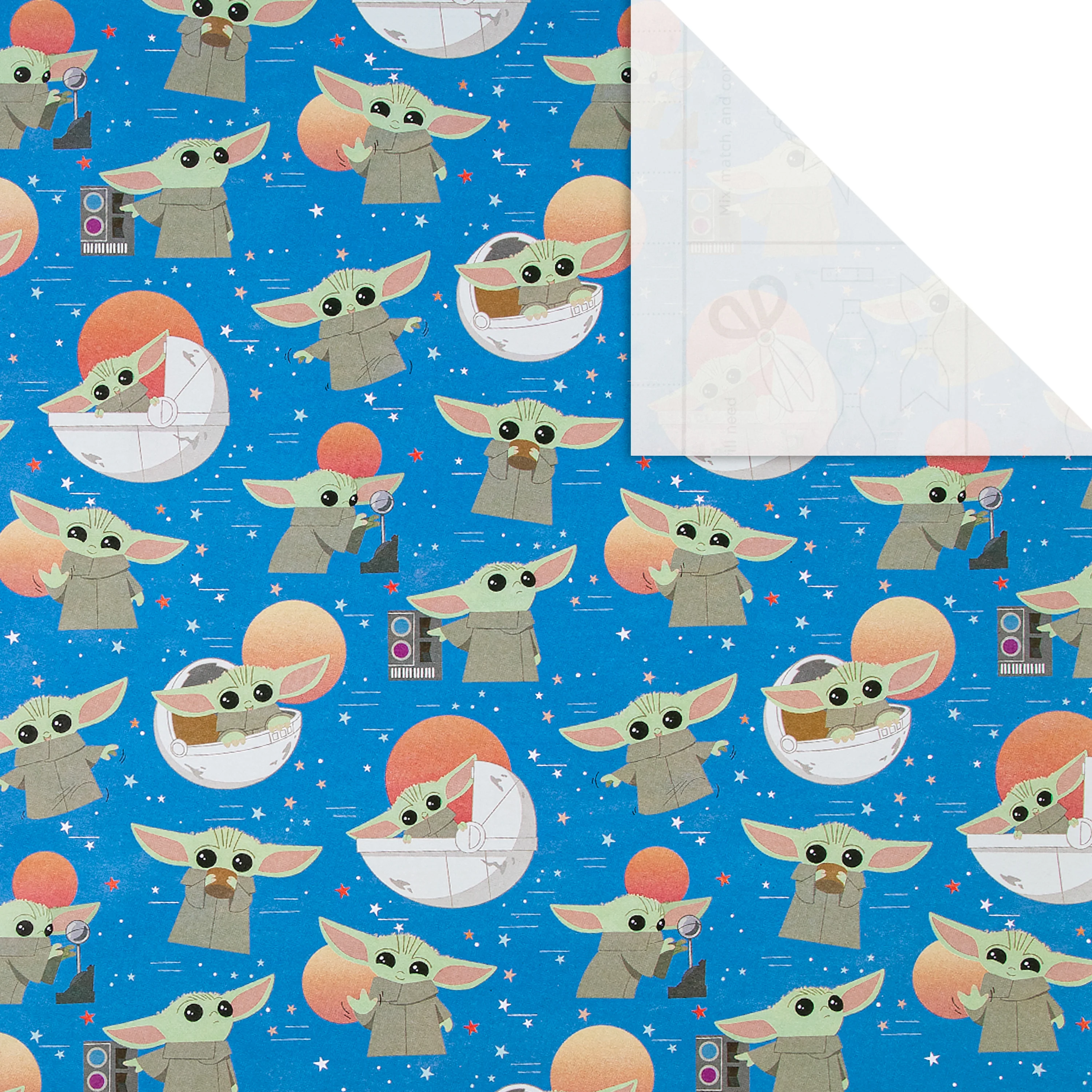 6M Any Occasion Wrapping Paper - 3 x 2M Rolls in 1 The Mandalorian™ Grogu™ Design - Image 5