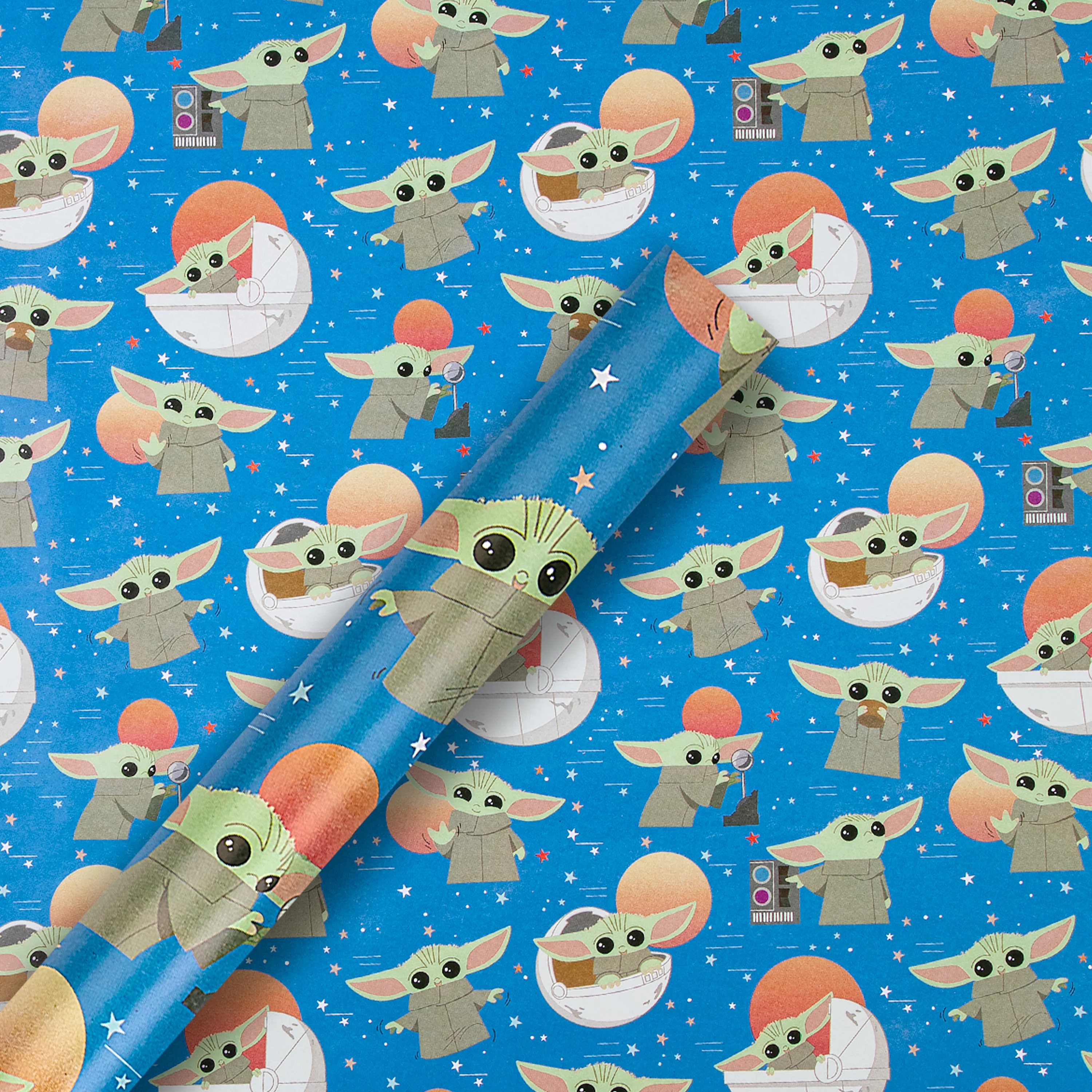 6M Any Occasion Wrapping Paper - 3 x 2M Rolls in 1 The Mandalorian™ Grogu™ Design - Image 6