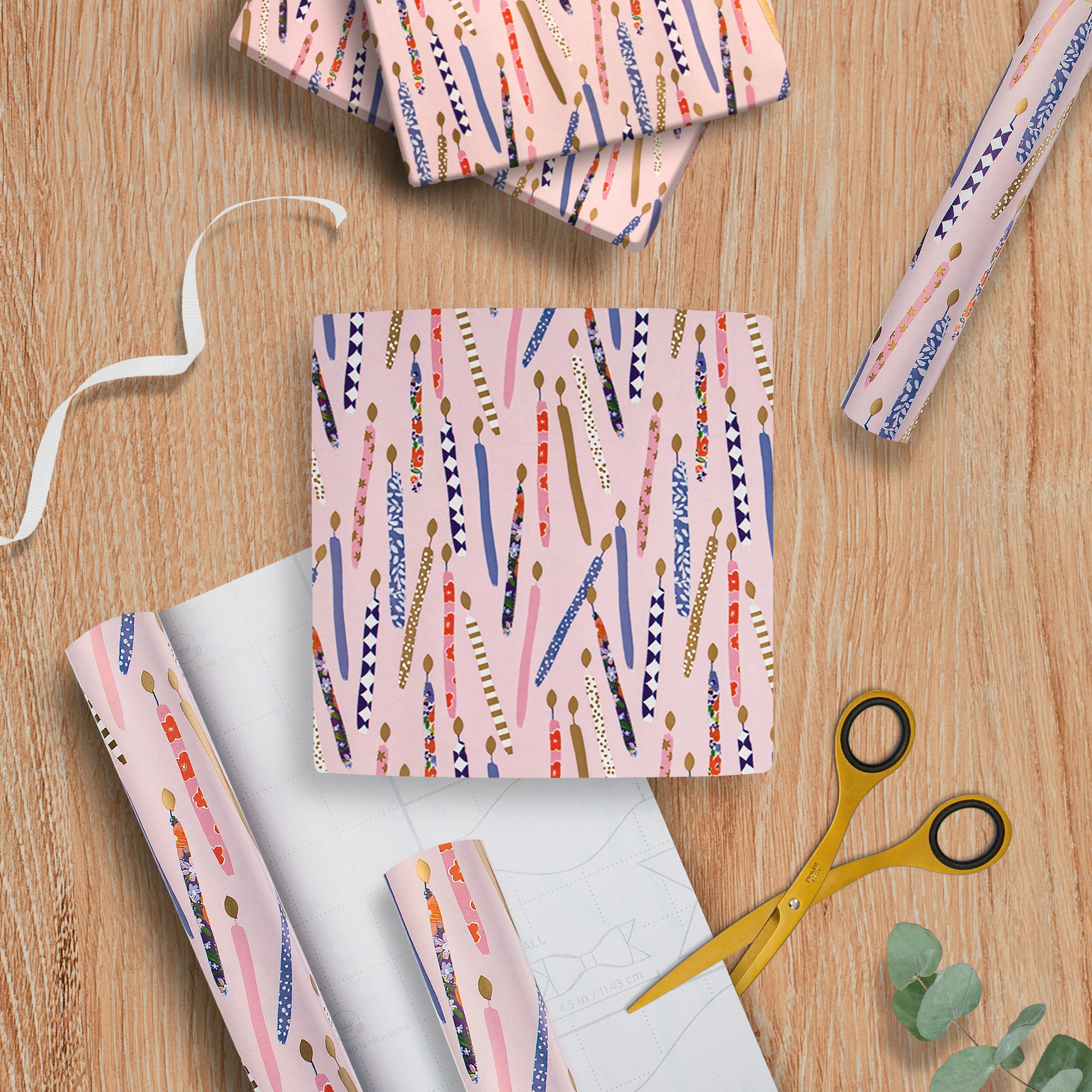 6M Birthday Wrapping Paper - 3 x 2M Rolls in 1 Birthday Candles Design - Image 3