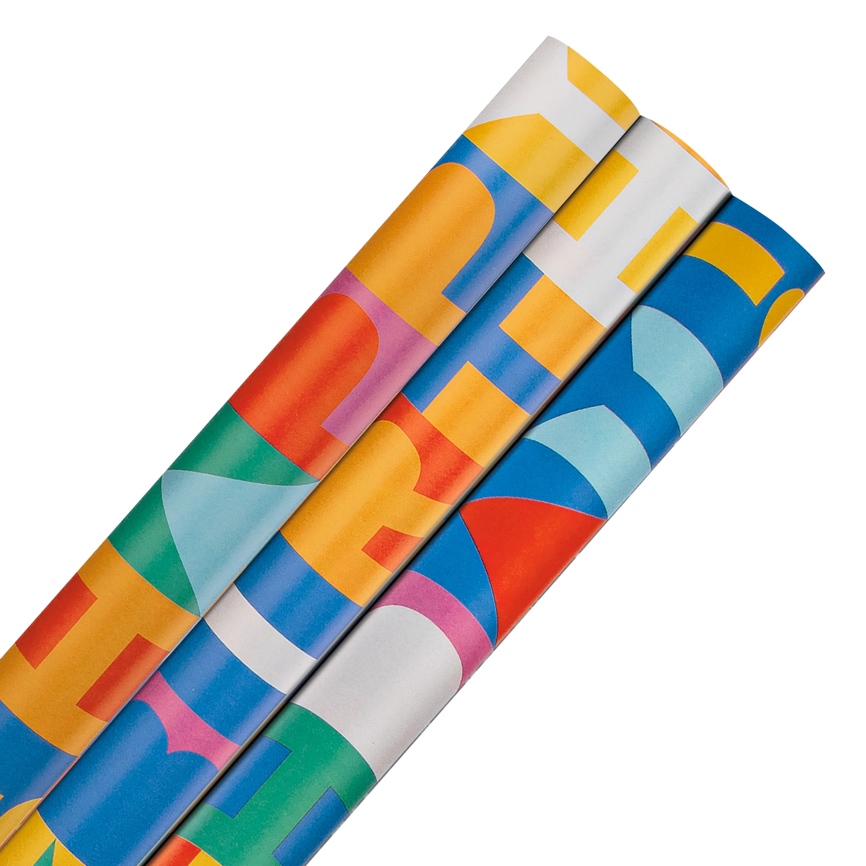 6M Birthday Wrapping Paper - 3 x 2M Rolls in 1 Colourful 'Happy Birthday' Design