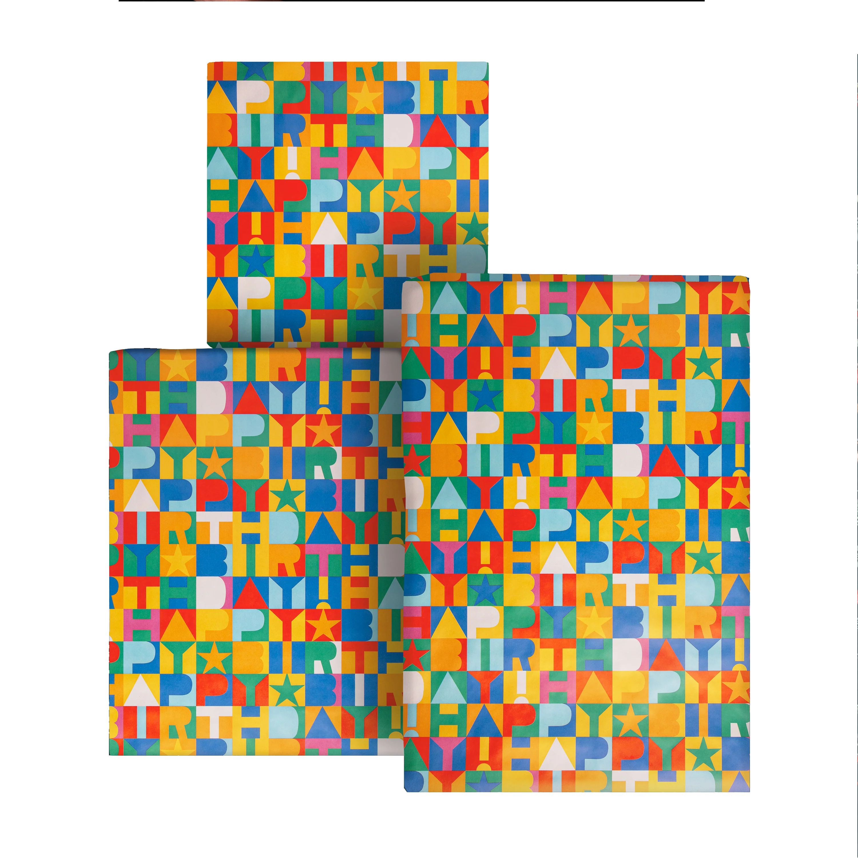 6M Birthday Wrapping Paper - 3 x 2M Rolls in 1 Colourful 'Happy Birthday' Design - Image 2