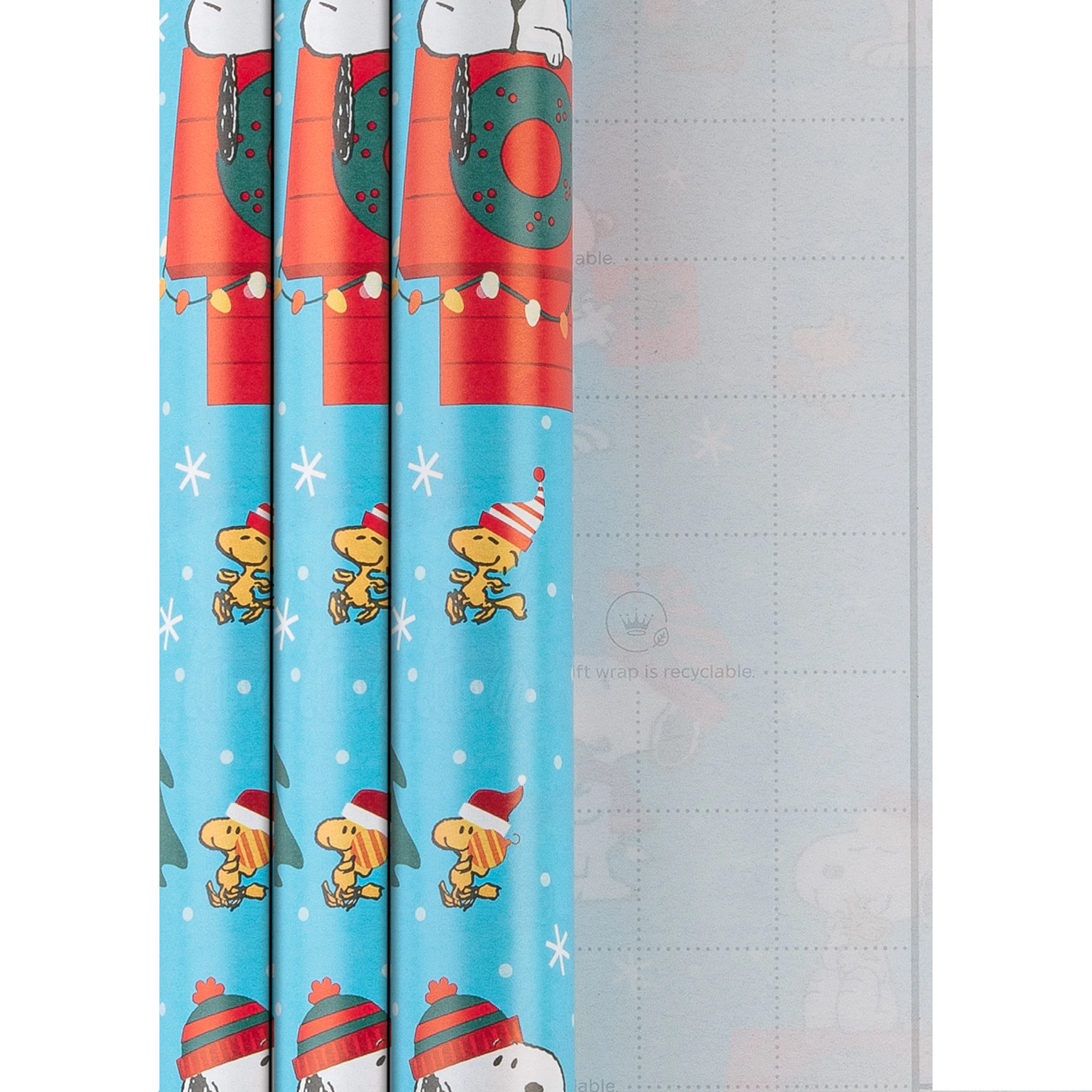 6M Christmas Wrapping Paper - 3 x 2M Rolls in 1 PEANUTS™ SNOOPY Design - Image 3