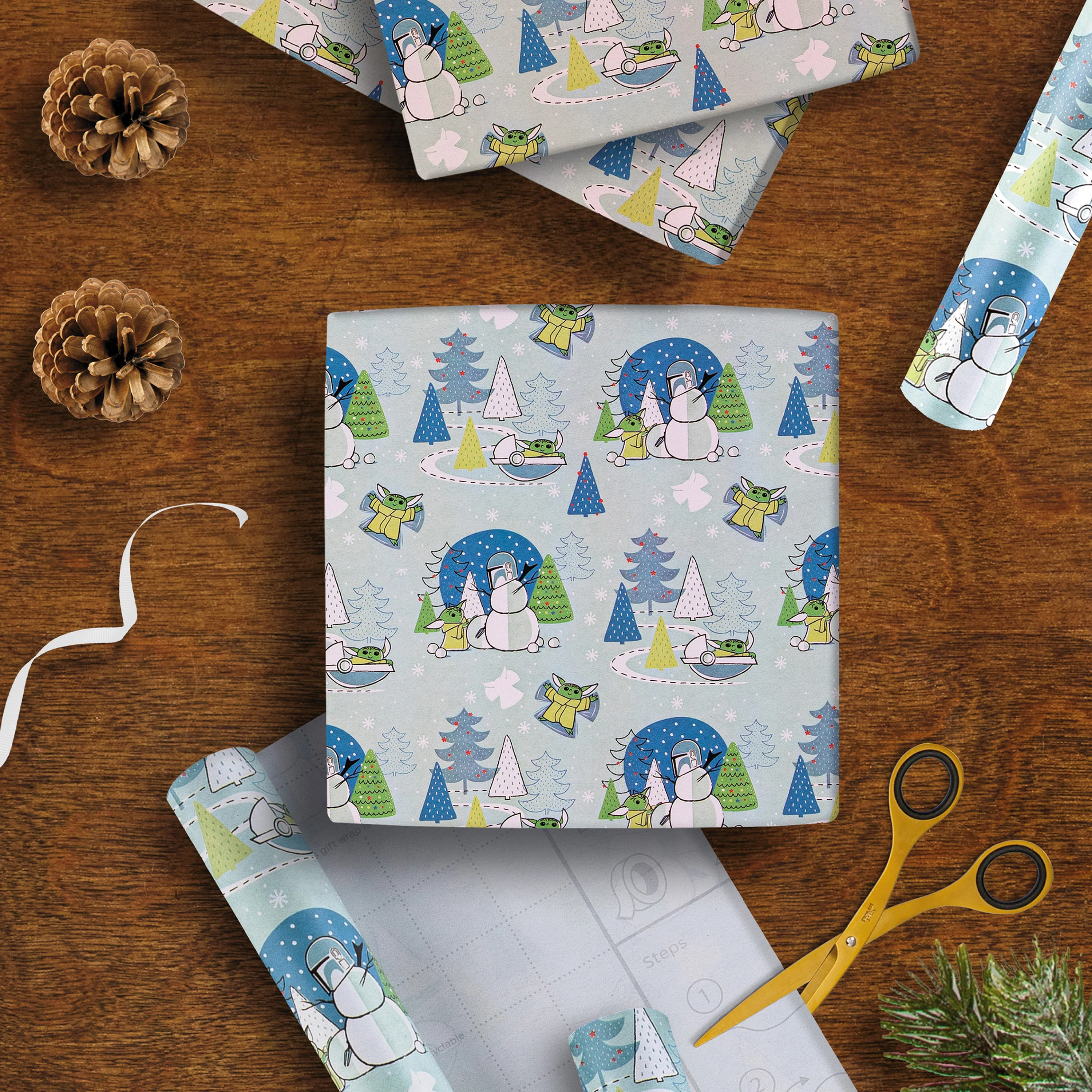 6M Christmas Wrapping Paper - 3 x 2M Rolls in 1 The Mandalorian™ Design - Image 2