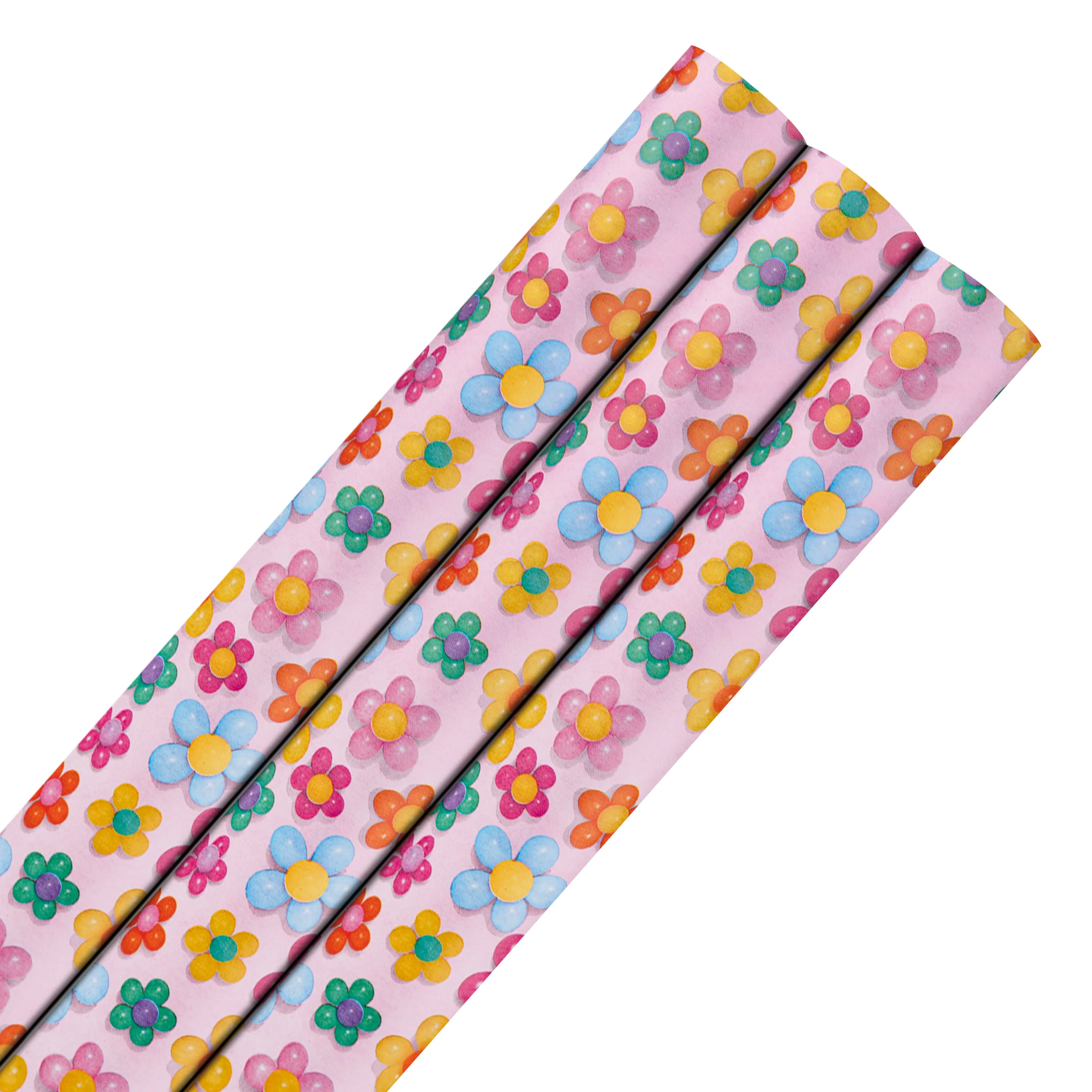 6M Multi-Occasion Colourful Kids' Floral Wrapping Paper Multipack - 3 x 2M Rolls