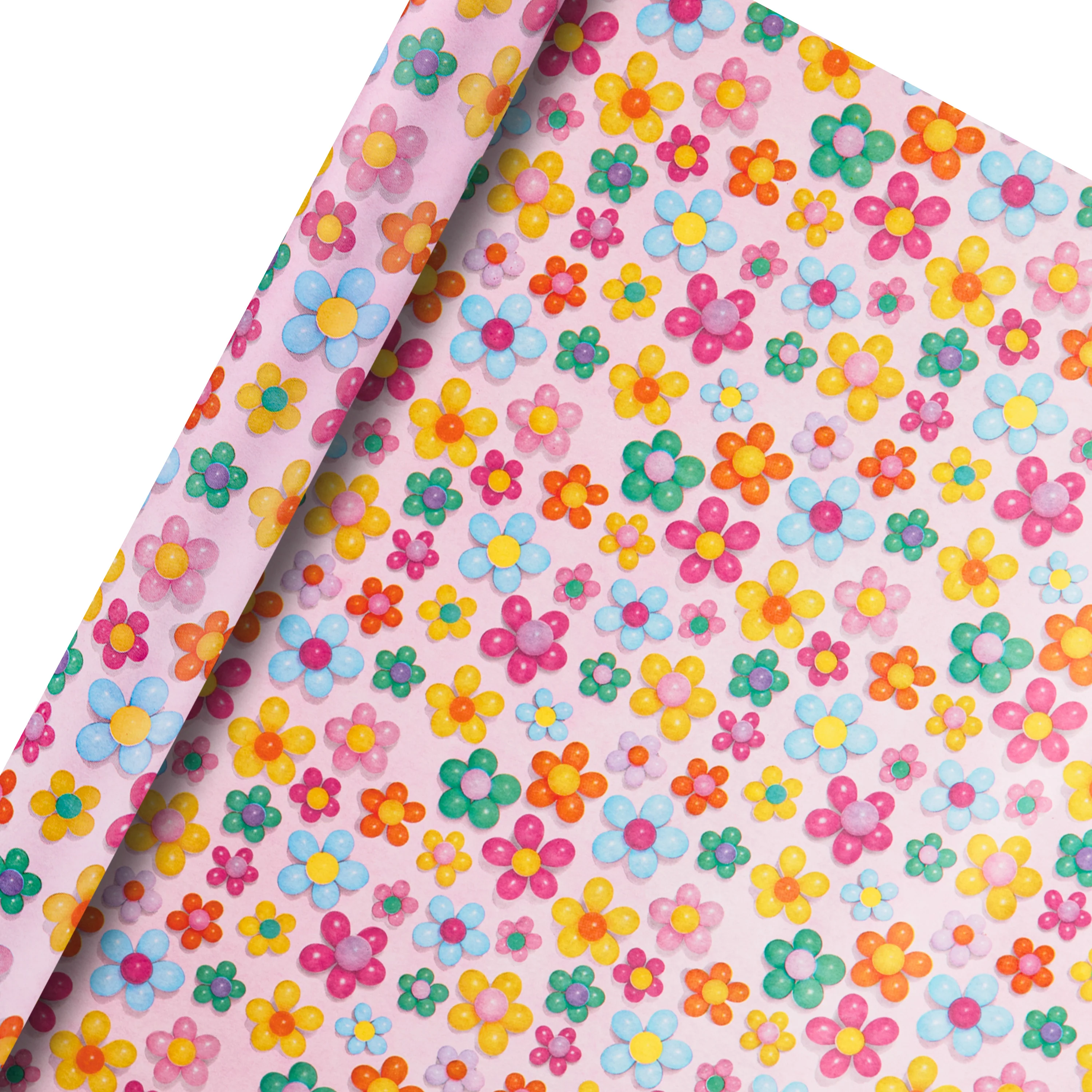 6M Multi-Occasion Colourful Kids' Floral Wrapping Paper Multipack - 3 x 2M Rolls - Image 3