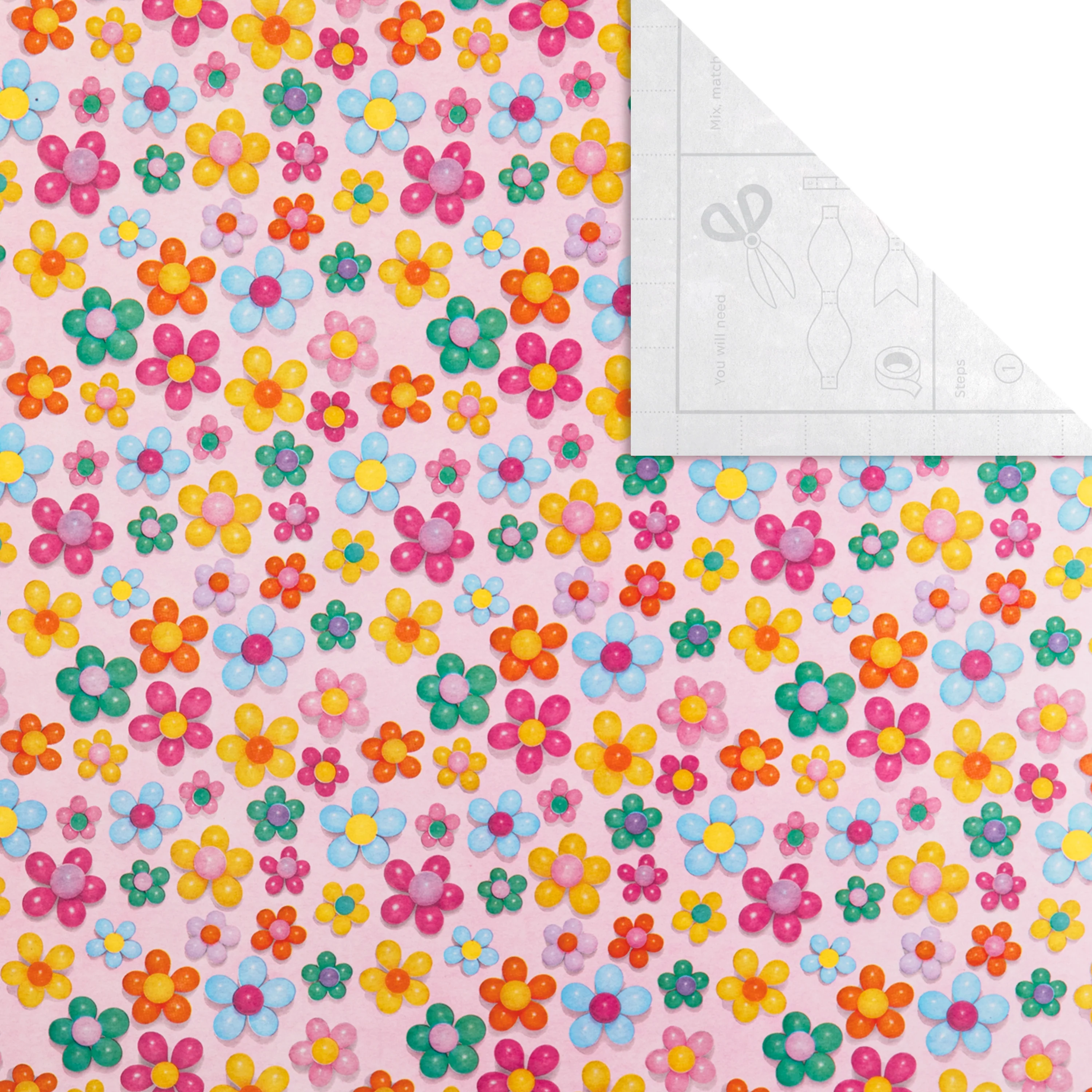 6M Multi-Occasion Colourful Kids' Floral Wrapping Paper Multipack - 3 x 2M Rolls - Image 4