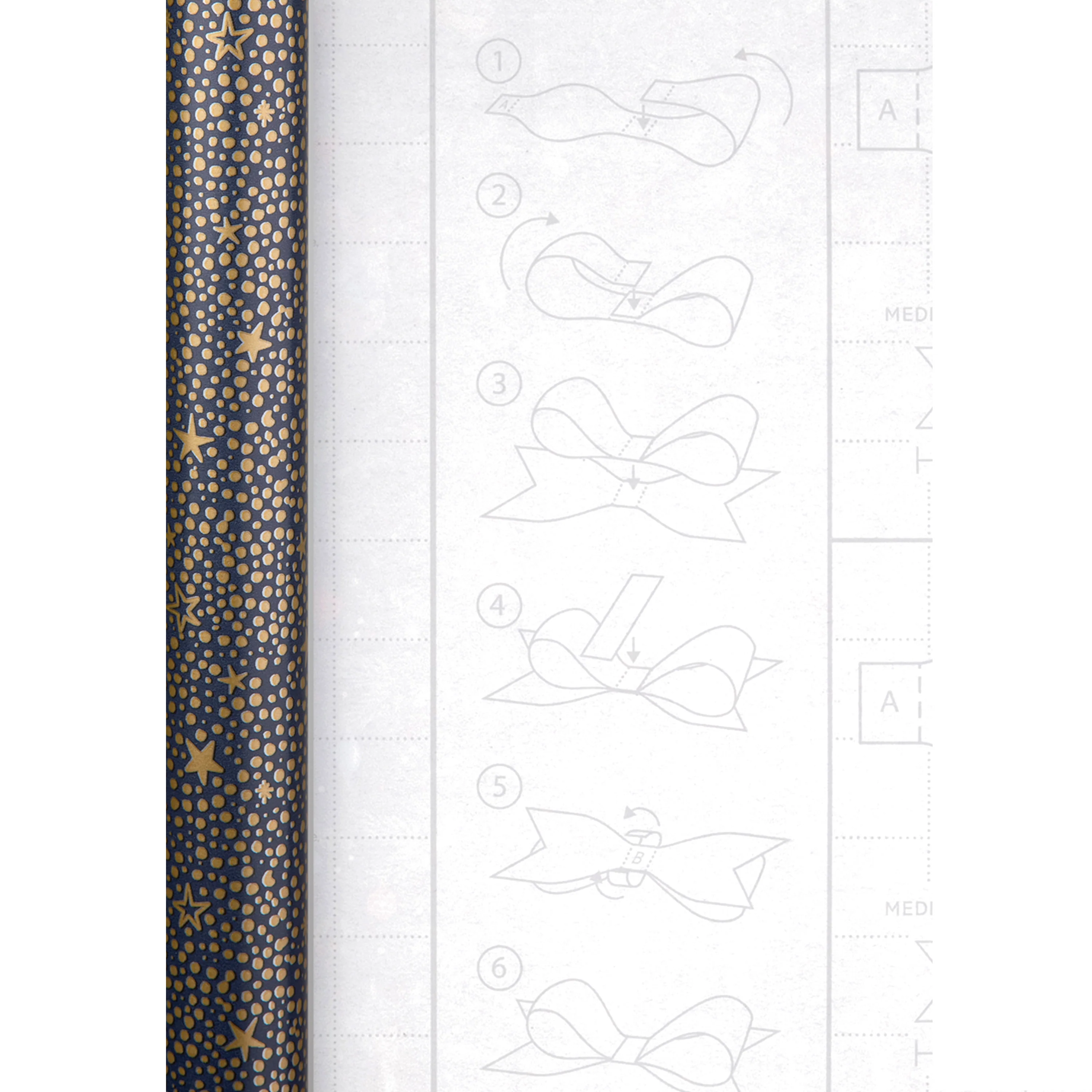 6M Multi-Occasion Gold-Foiled Stardust Pattern Wrapping Paper Multipack - 3 x 2M Rolls - Image 6