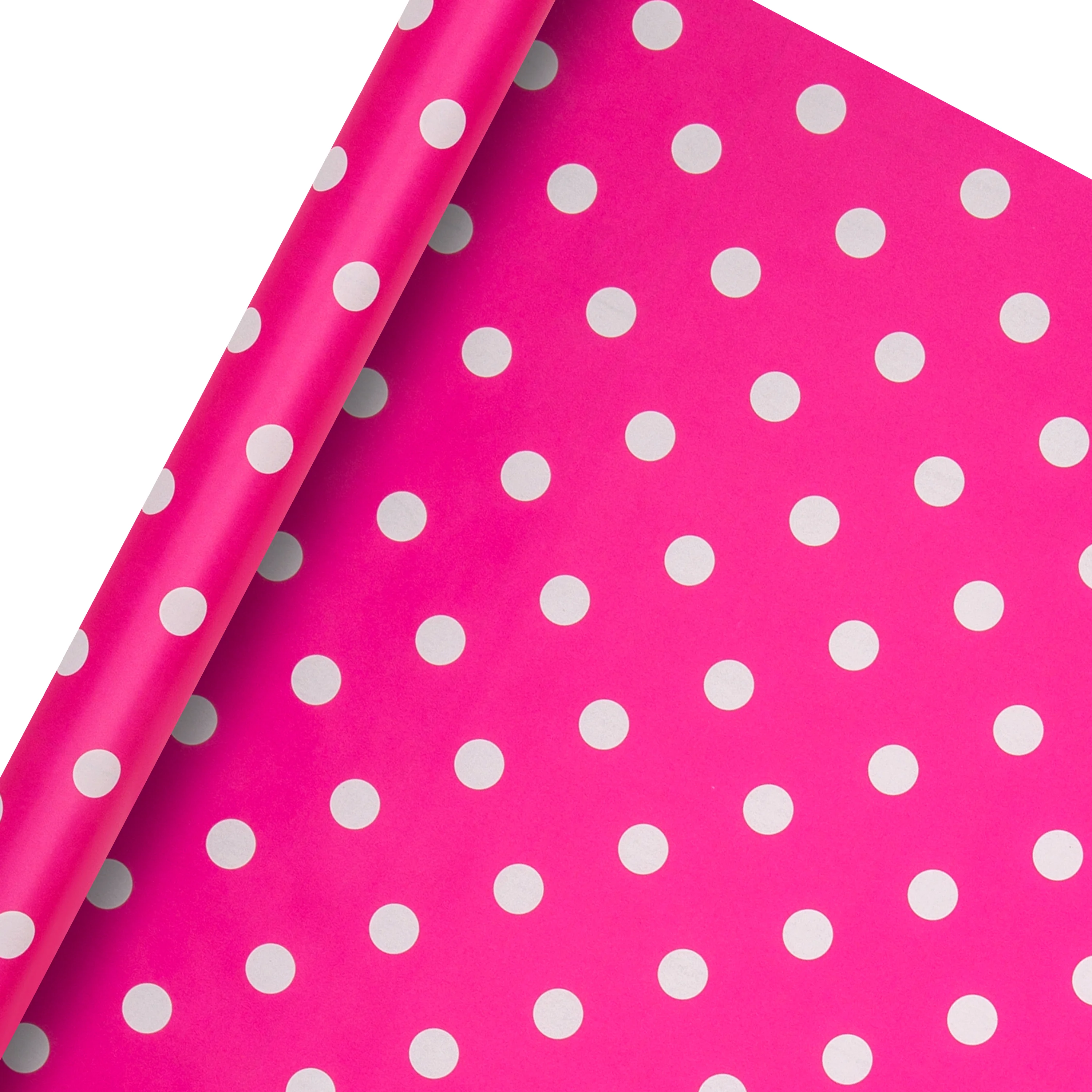 6M Wrapping Paper Pack - 3 x 2M Rolls in 1 Pink Polka Dot Design - Image 4