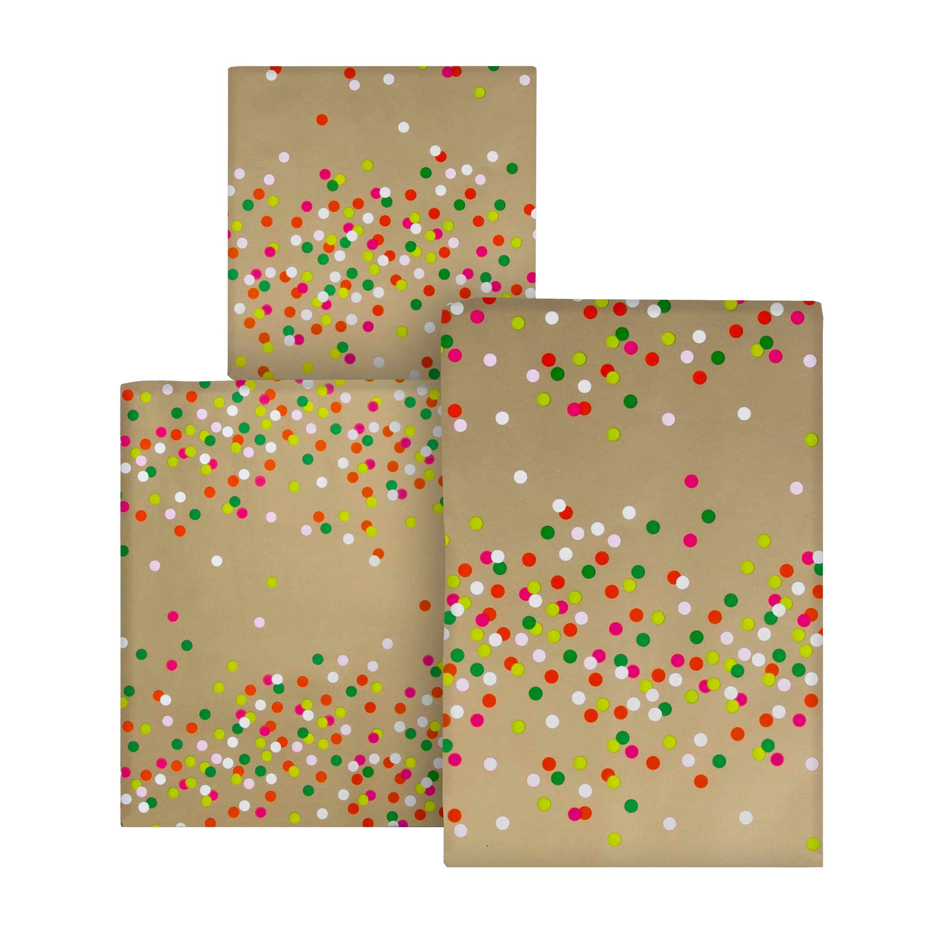 9M Christmas Wrapping Paper - Pack of 3 x 3M Rolls in 1 Gold with Polka Dots Design - Image 2