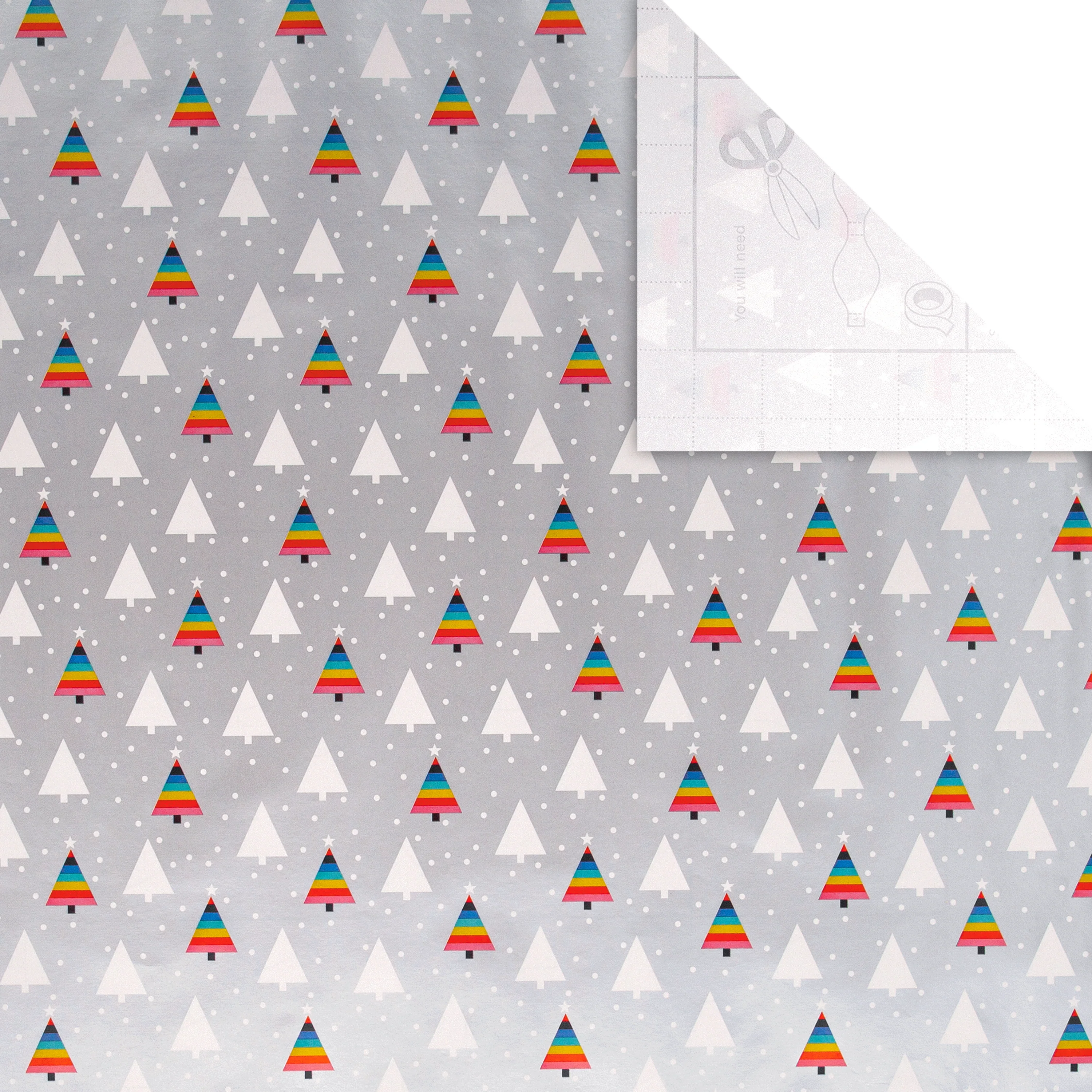 9M Christmas Wrapping Paper - Pack of 3 x 3M Rolls in 1 Rainbow Tree Design - Image 5