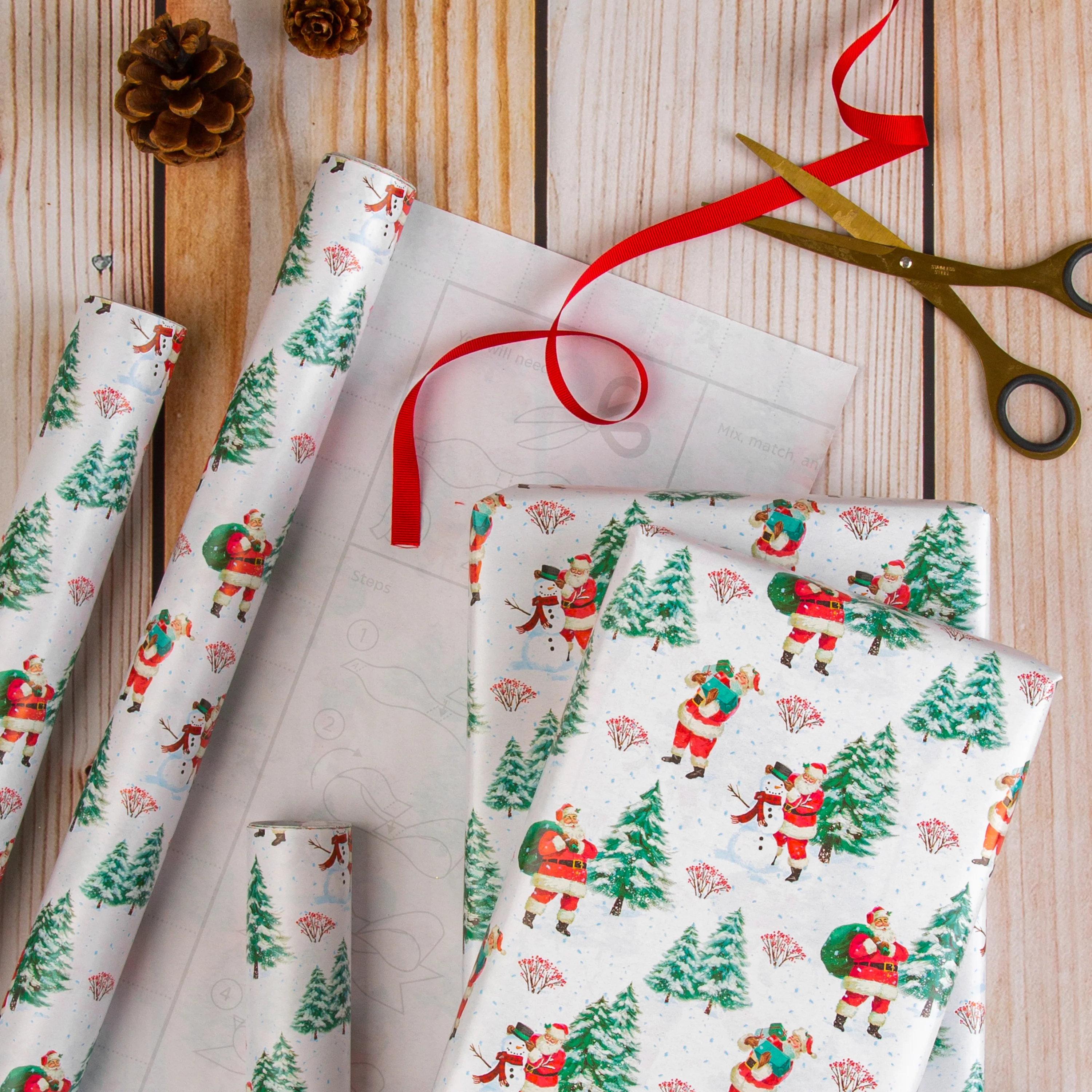 9M Christmas Wrapping Paper - Pack of 3 x 3M Rolls in 1 Vintage Santa Design - Image 2