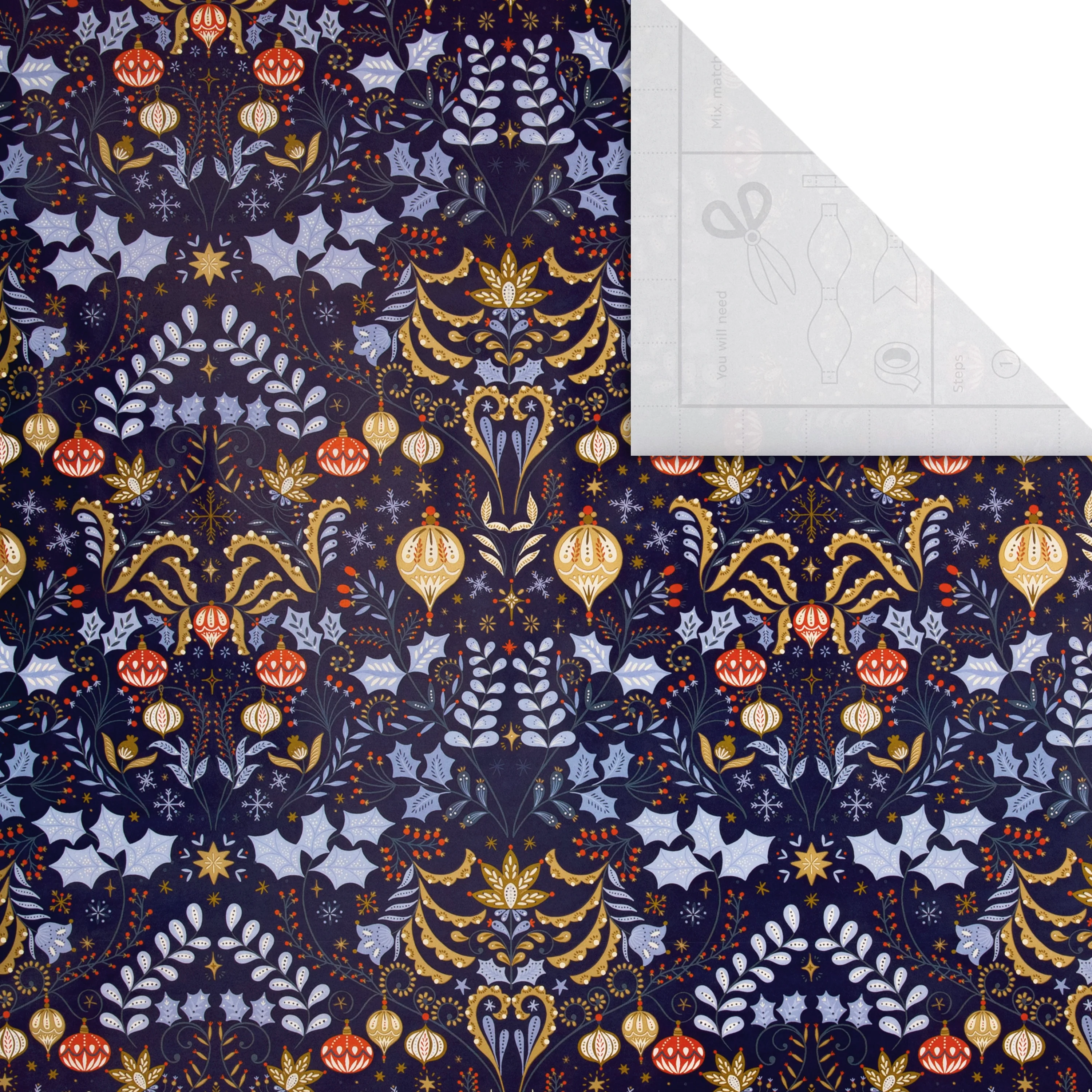 9M Christmas Wrapping Paper - Pack of 3 x 3M Rolls in 2 Gold & Navy Designs - Image 5