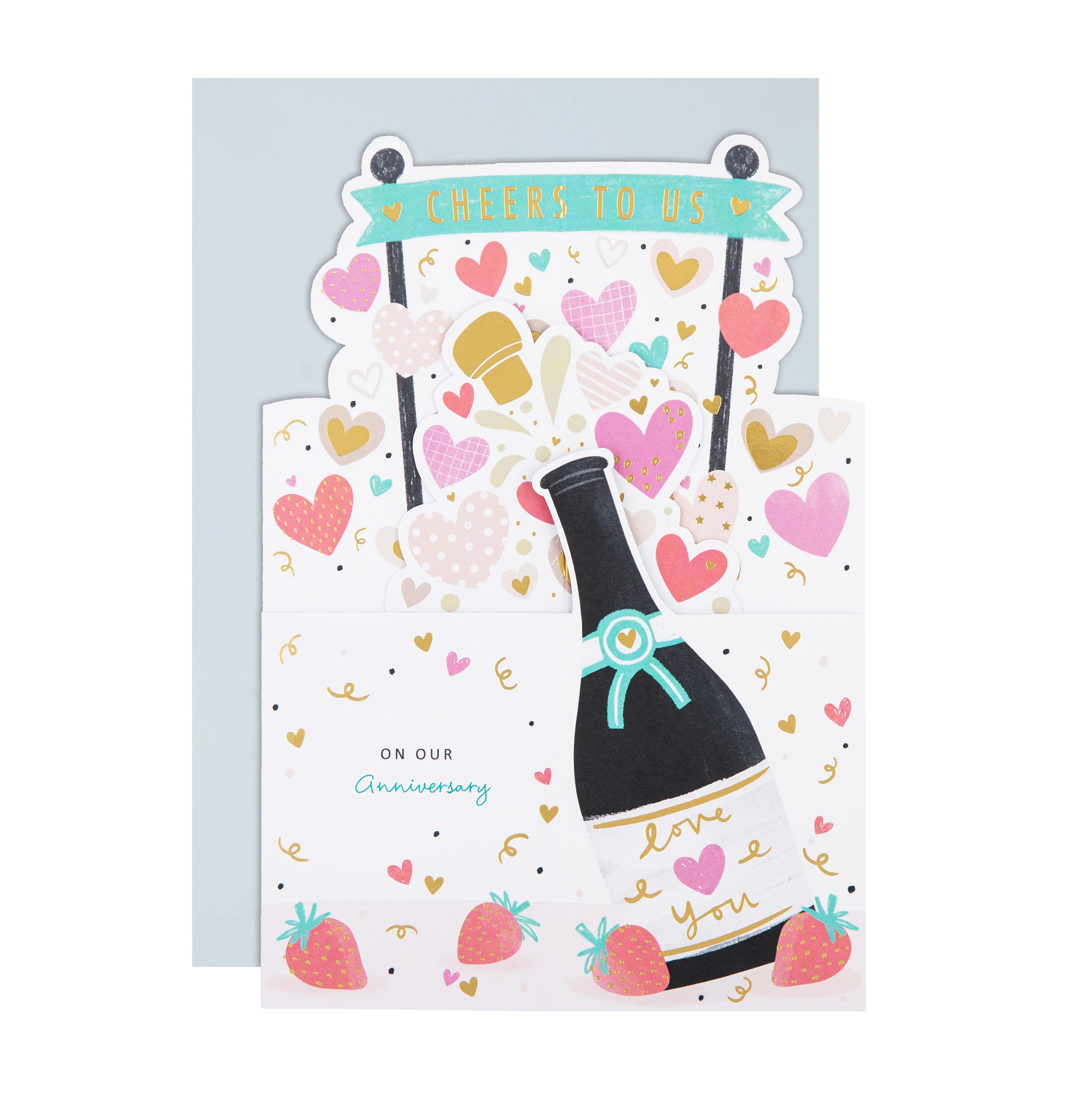 Anniversary Card - 3D Pop-Up Champagne Bottle Design - Image 4