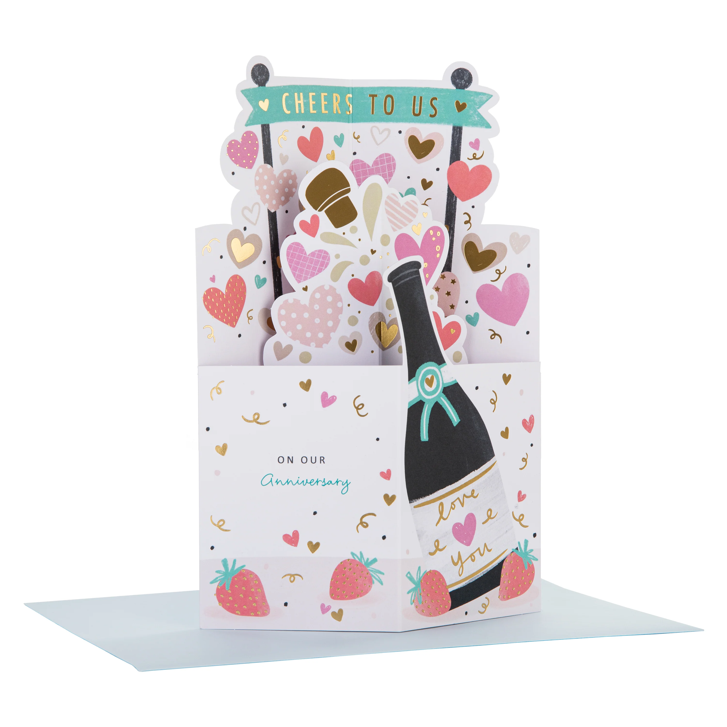 Anniversary Card - 3D Pop-Up Champagne Bottle Design - Image 6