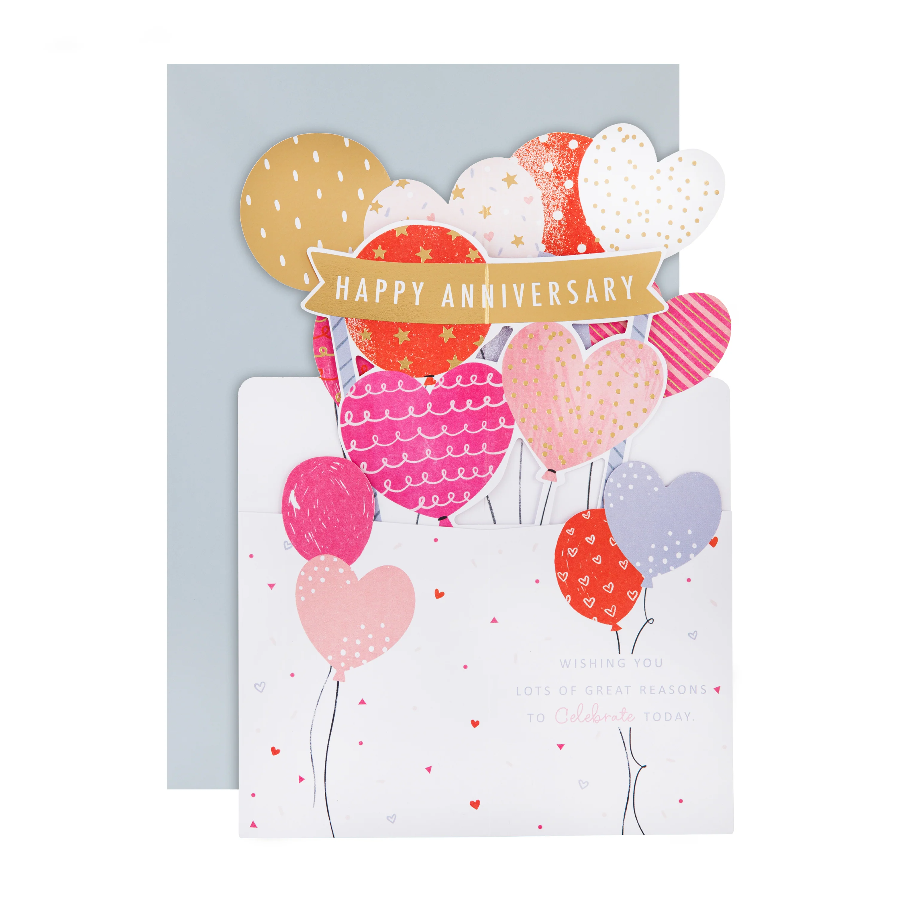 Anniversary Card - 3D Pop-Up Heart Balloons Design - Image 4