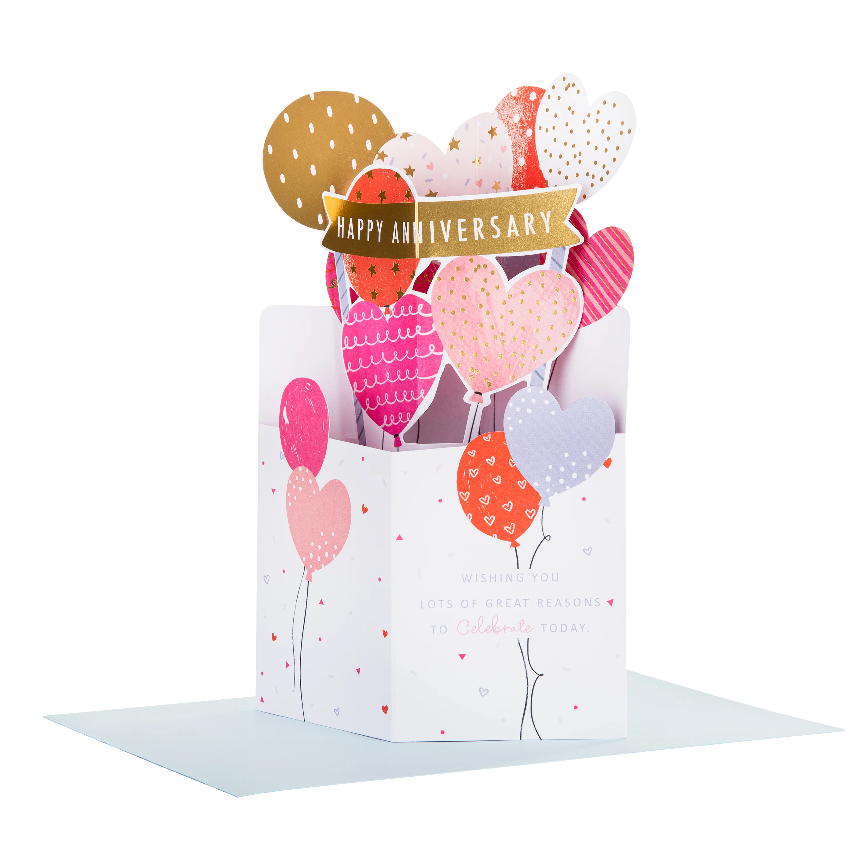 Anniversary Card - 3D Pop-Up Heart Balloons Design - Image 6