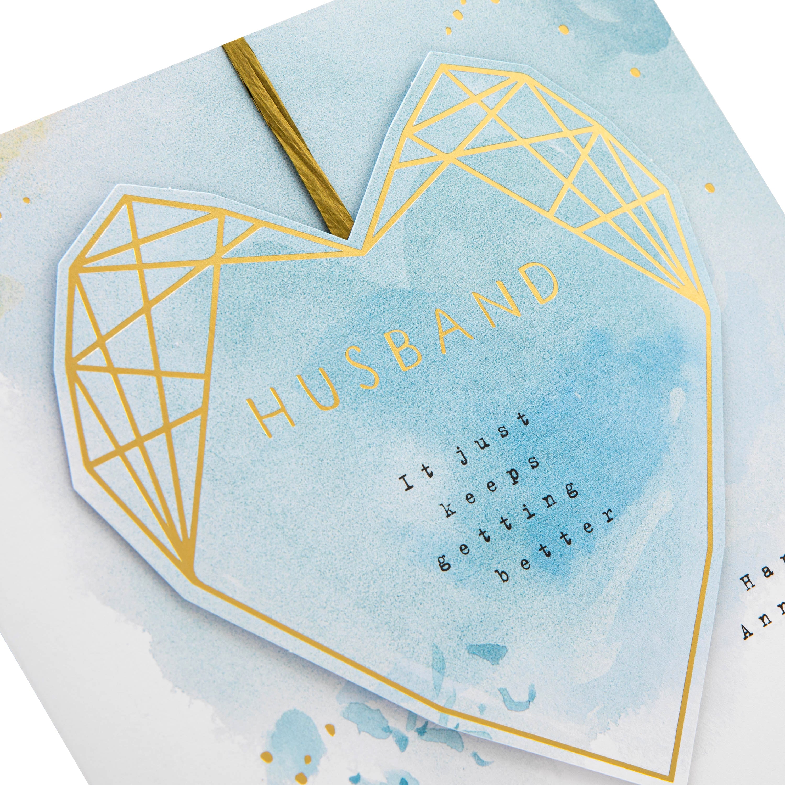Anniversary Card for Husband - Blue Geometric Heart Design - Image 5