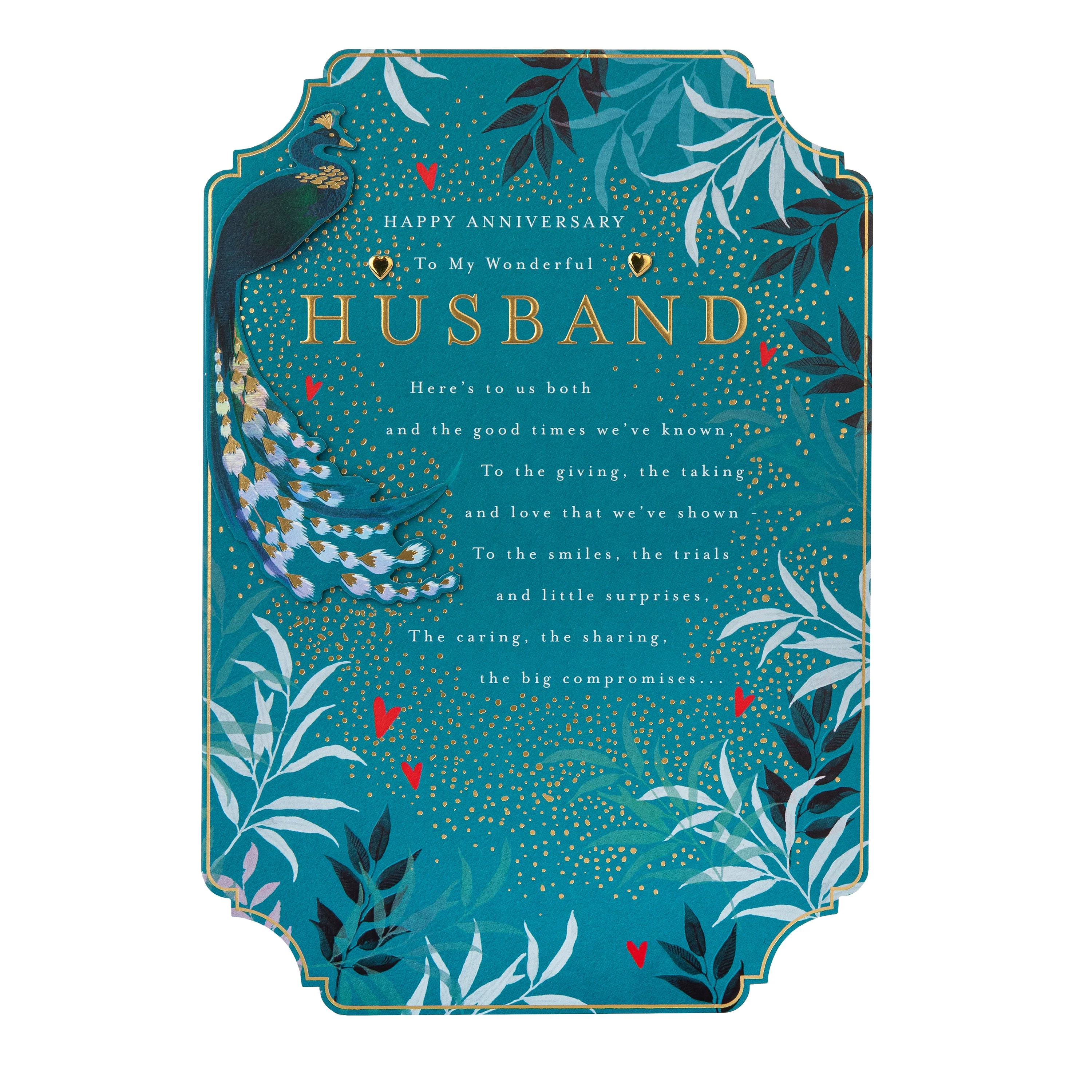 Anniversary Card for Husband - Green Traditional Floral Design with Heartfelt Verse - Image 5