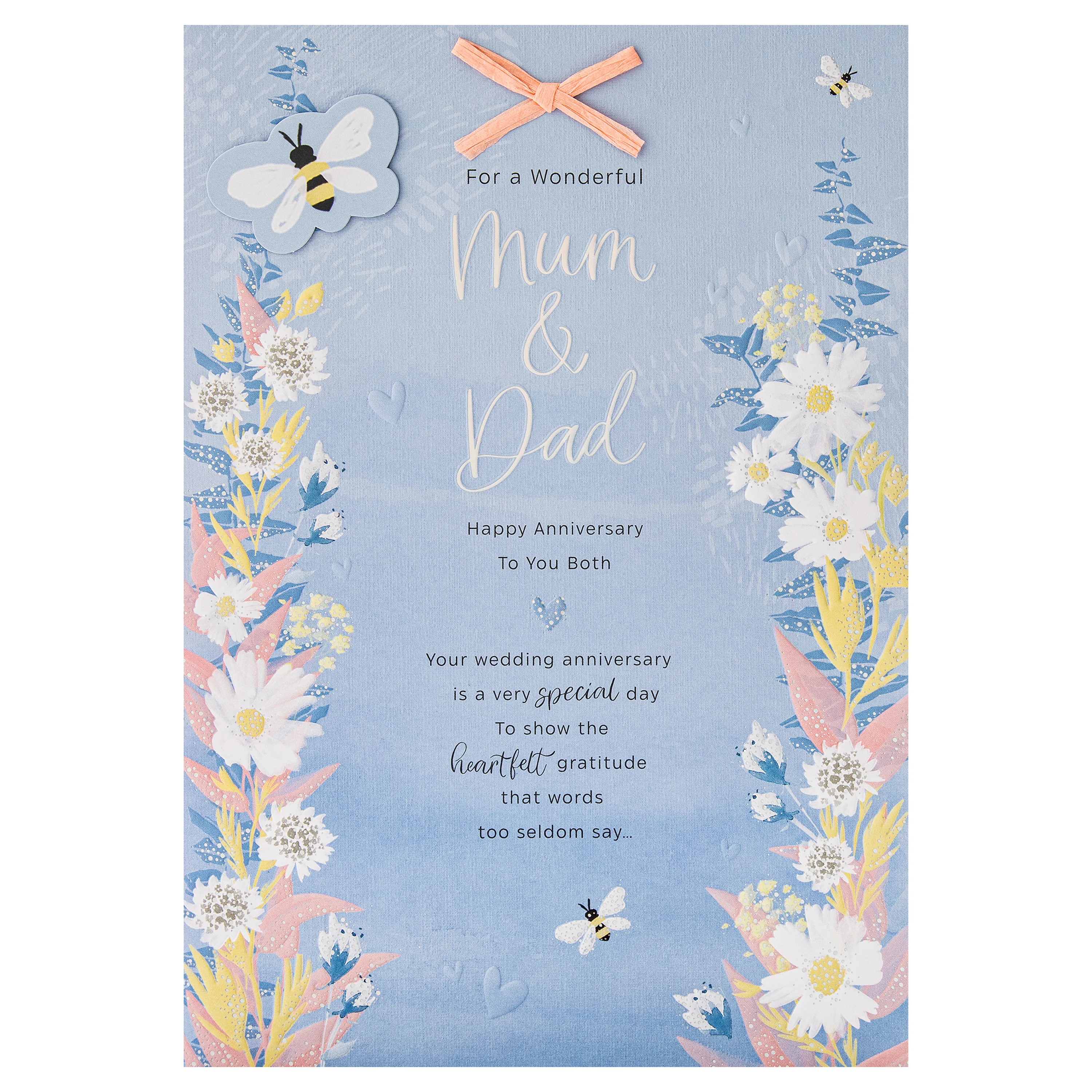 Anniversary Card for Mum & Dad - Blue Florals Design & Heartfelt Verse - Image 8