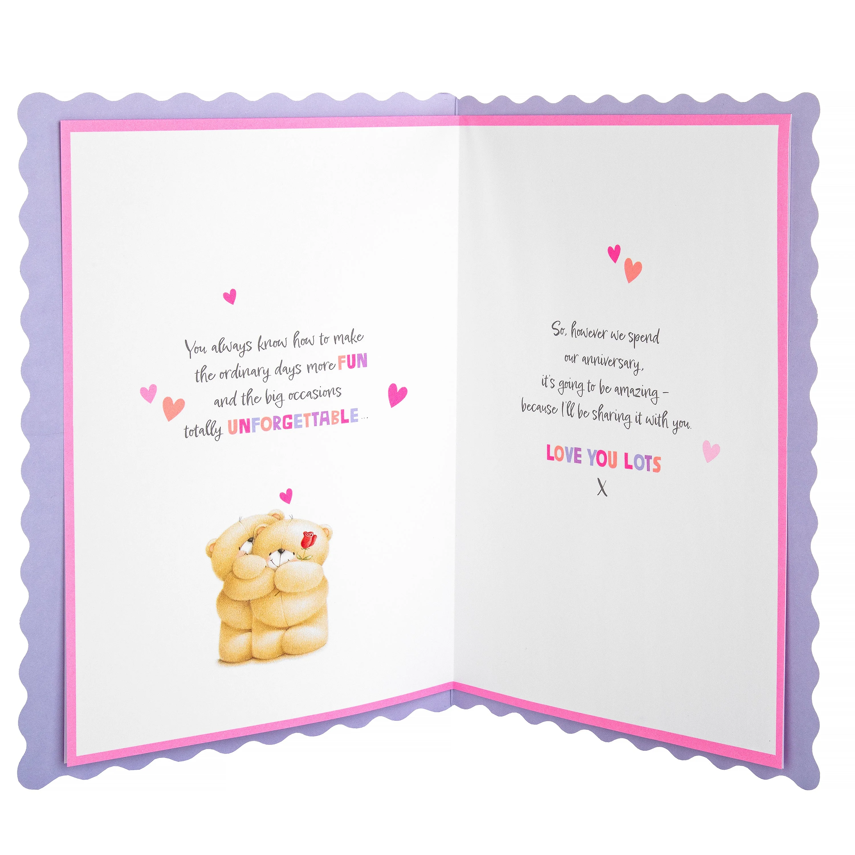Anniversary Card for Wife - Cute Forever Friends with Hearts Design - Image 3
